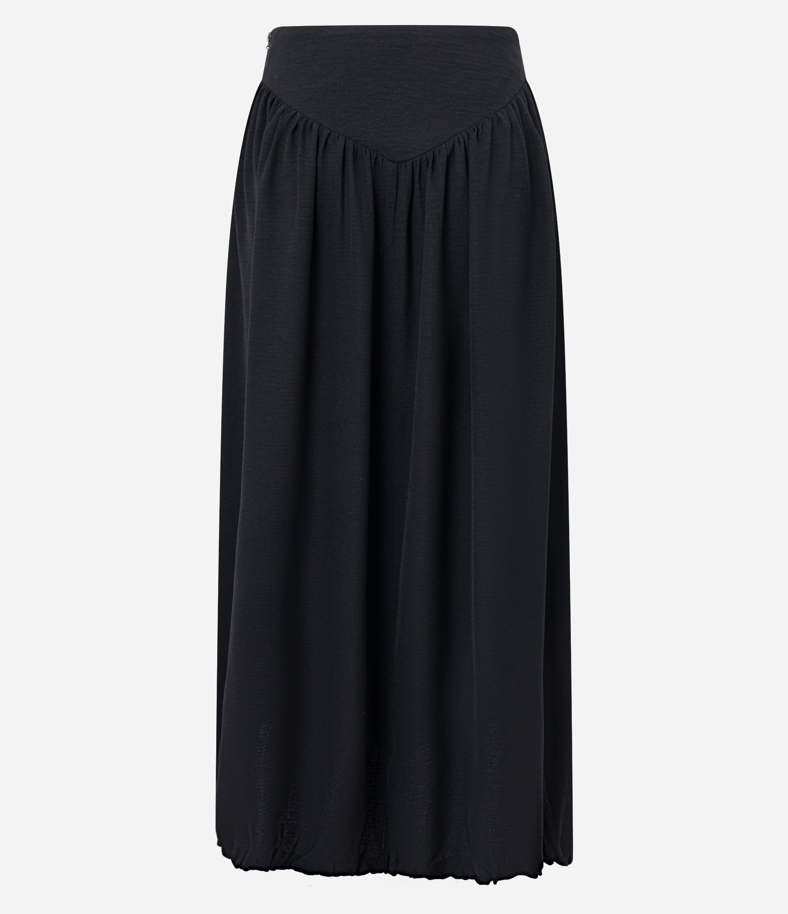 Saia Balloon Midi em Crepe com Cós em V Preto 7