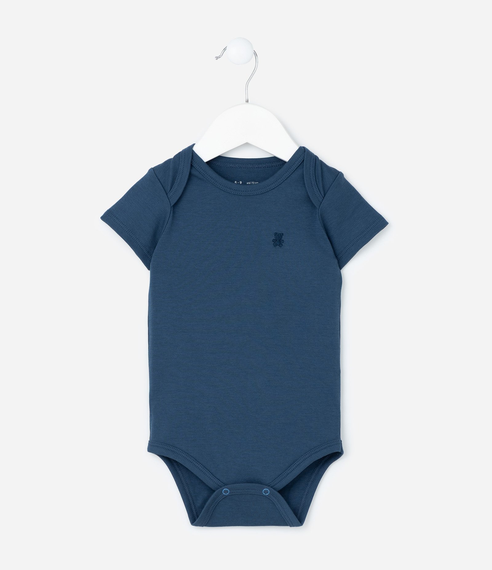 Body Infantil em Algodão Peruano com Bordado - Tam RN a 18 meses Azul 2