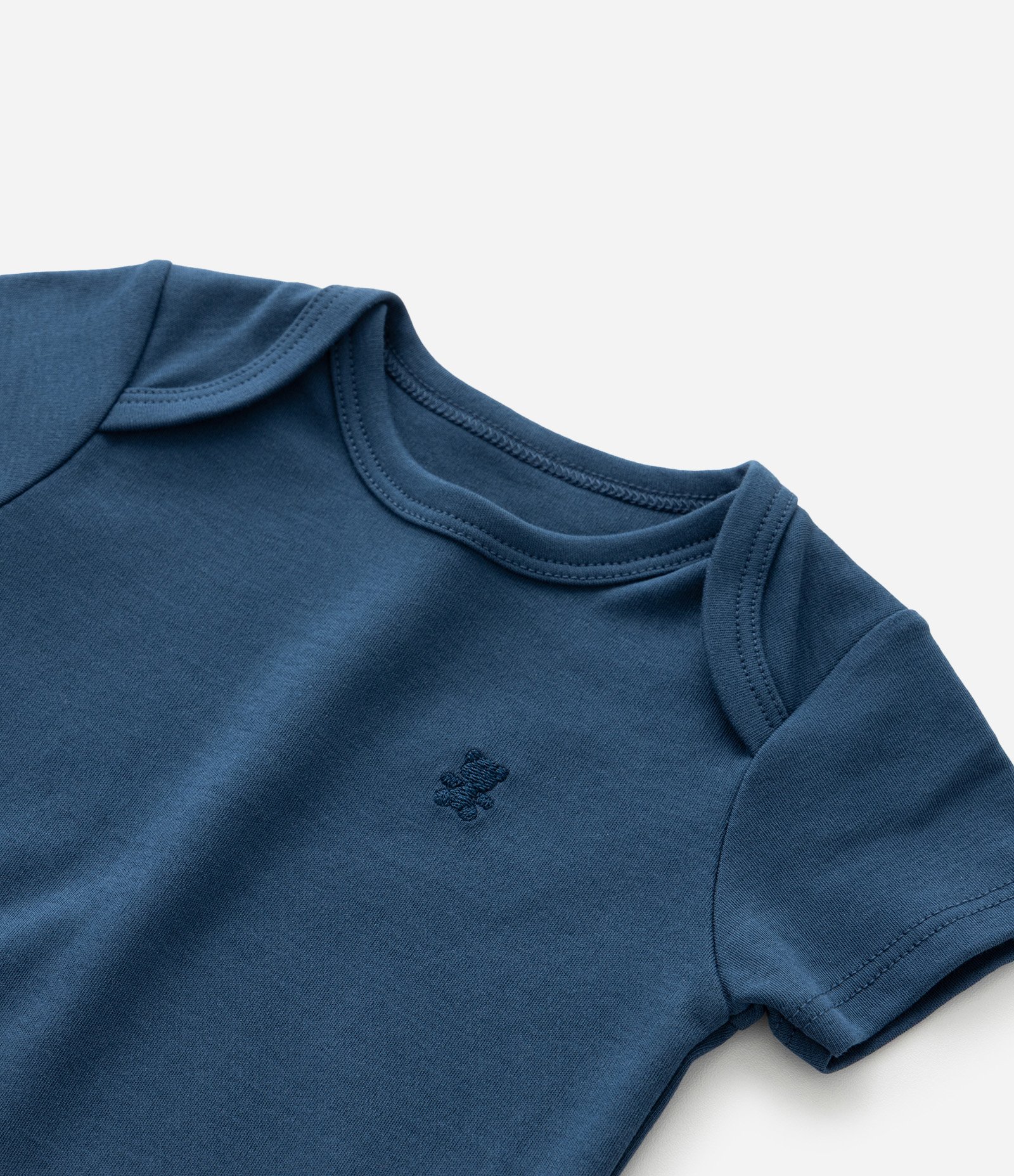 Body Infantil em Algodão Peruano com Bordado - Tam RN a 18 meses Azul 6