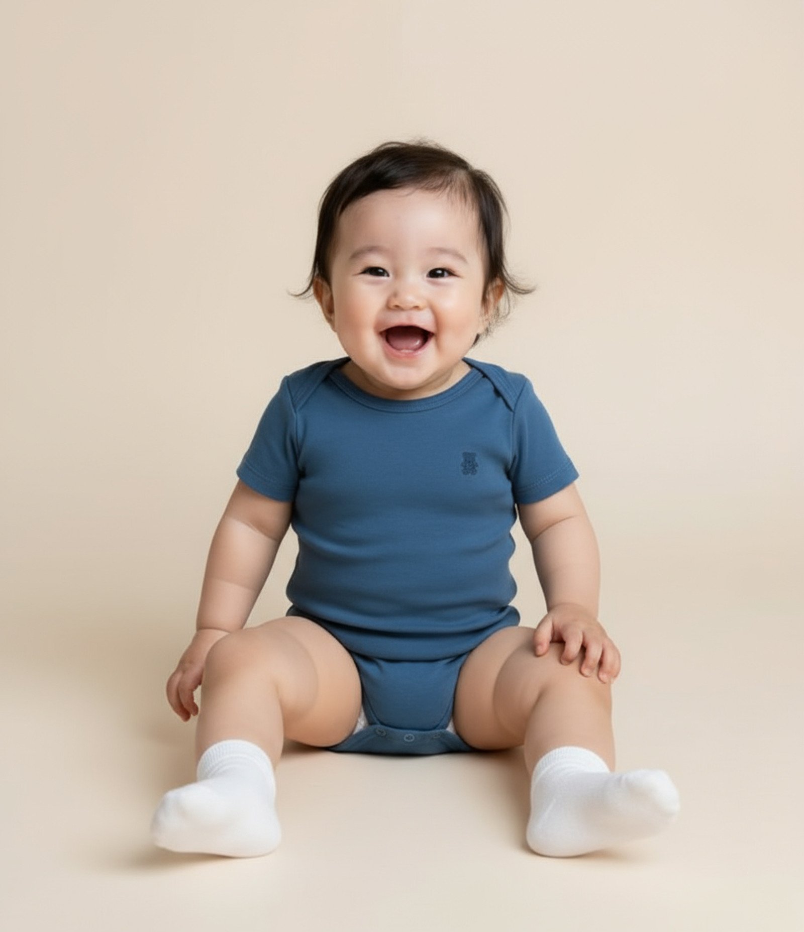 Body Infantil em Algodão Peruano com Bordado - Tam RN a 18 meses Azul 1