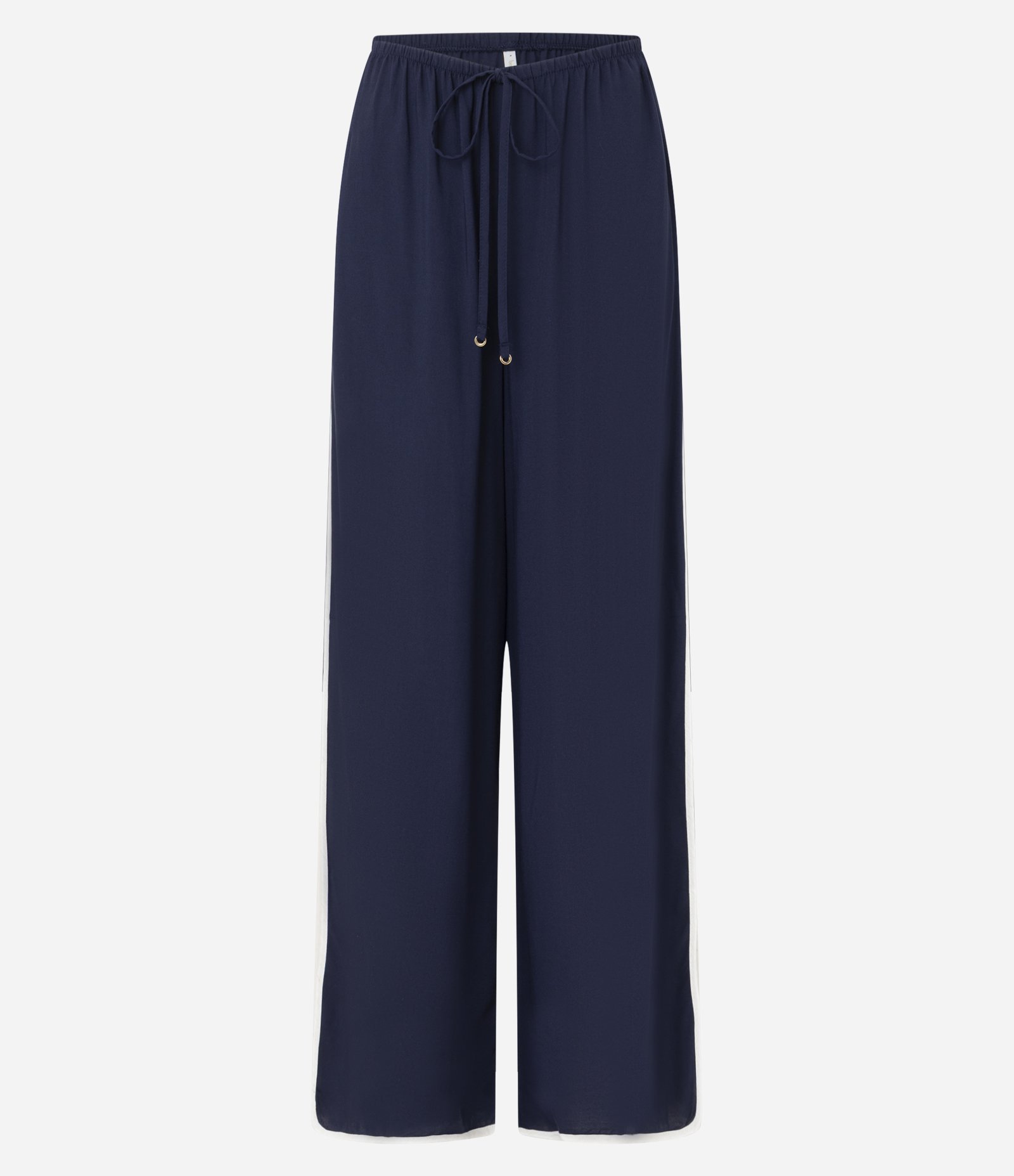 Saída de Praia Calça em Viscolinho com Viés Contrastante Azul 5