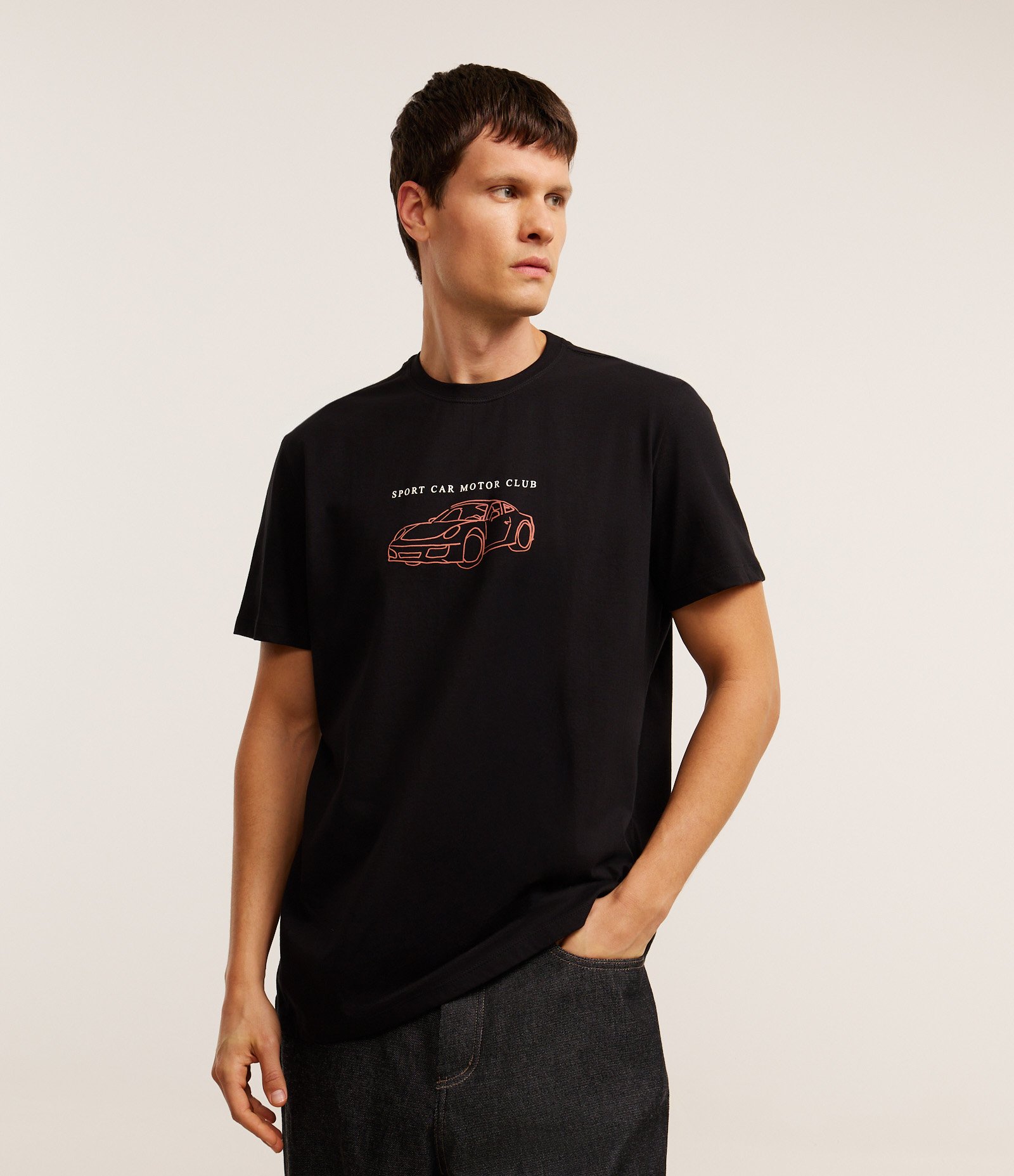 Camiseta Comfort em Algodão com Estampa de Carro e Lettering Preto 1