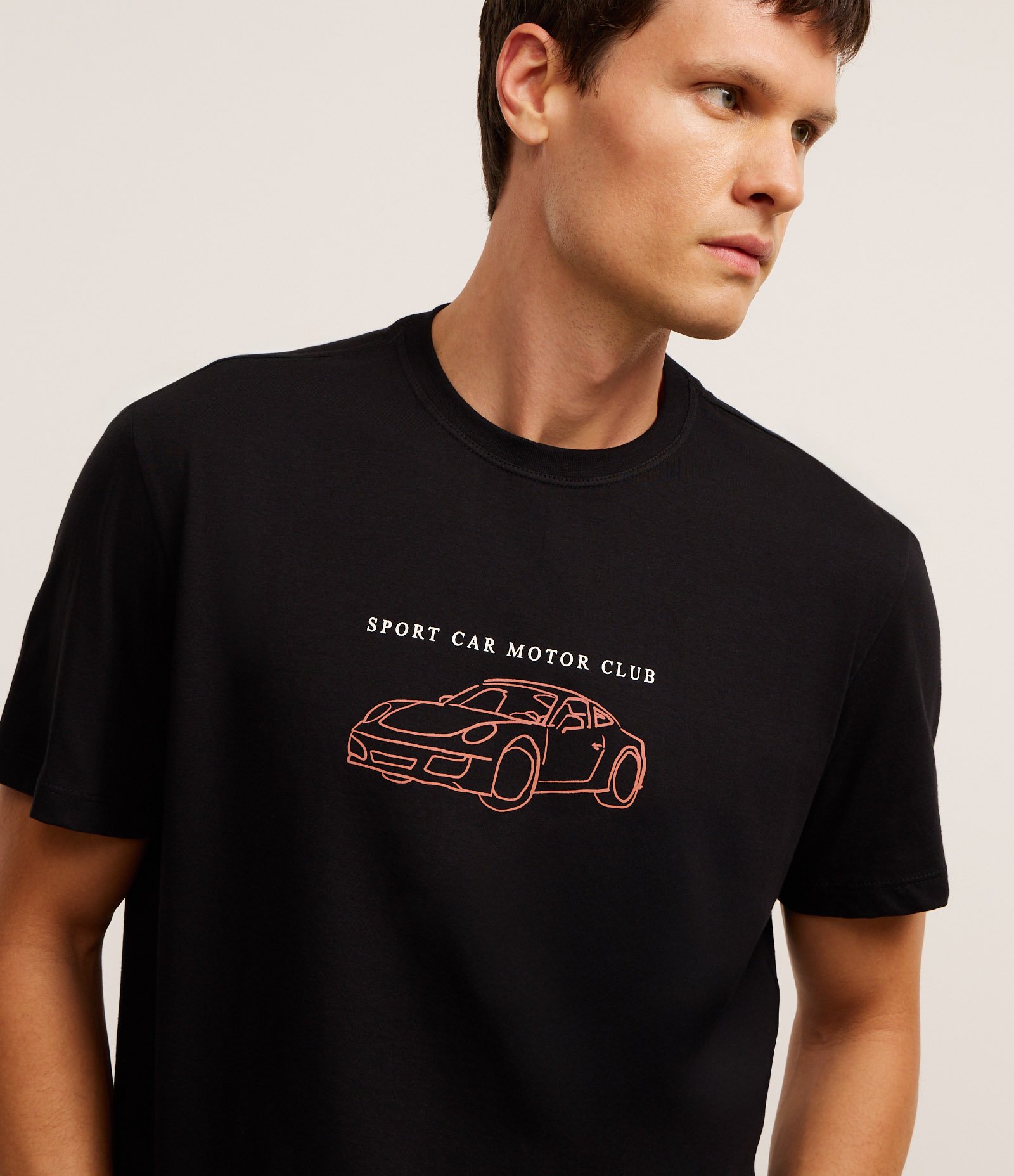 Camiseta Comfort em Algodão com Estampa de Carro e Lettering Preto 3