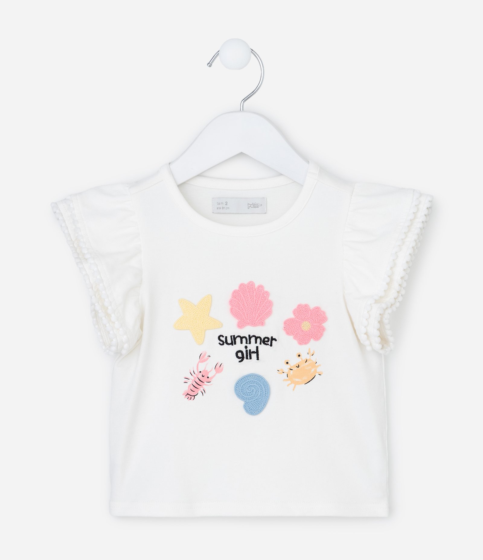Blusa Infantil com Estampa de Praia e Lettering Summer Girl - Tam 1 a 6 Anos Branco 1