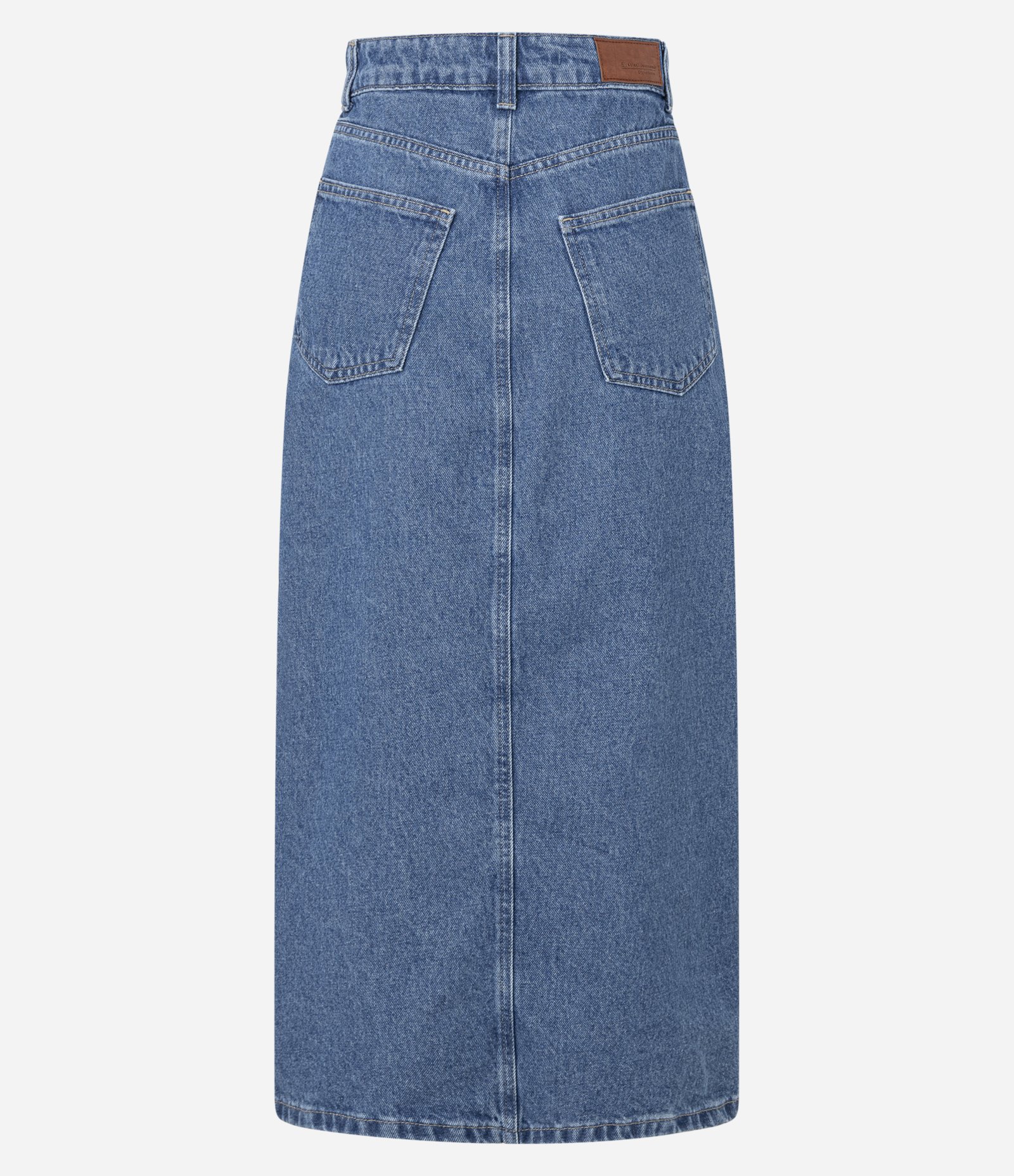 Saia Midi em Jeans com Fenda Frontal Azul Médio 2