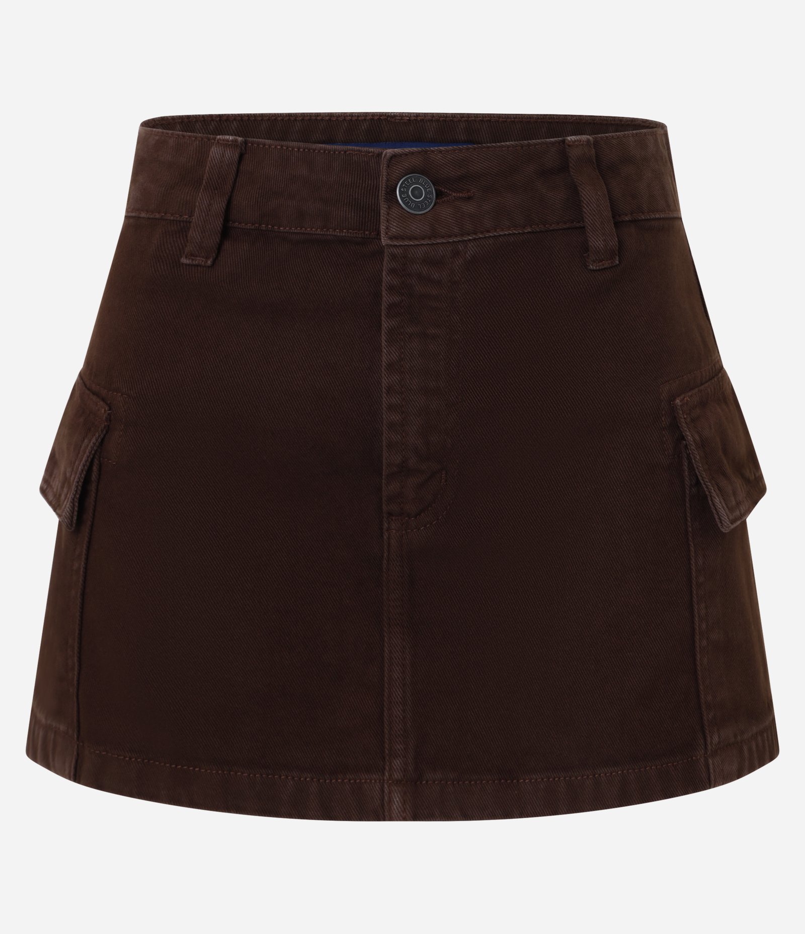 Saia Curta em Sarja com Bolso Cargo Marrom 6