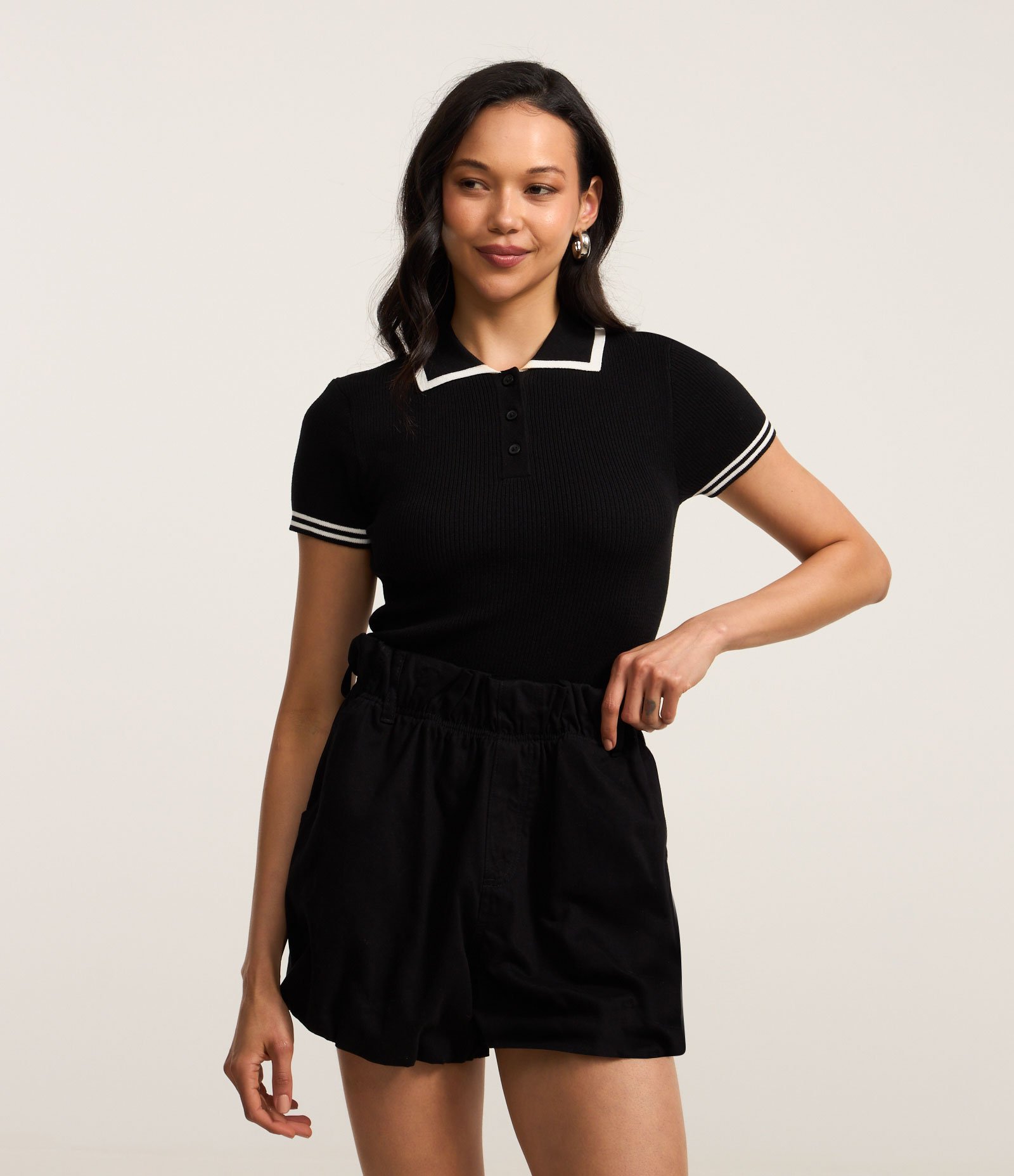 Short Balonê em Sarja e Cós Clochard Preto 1