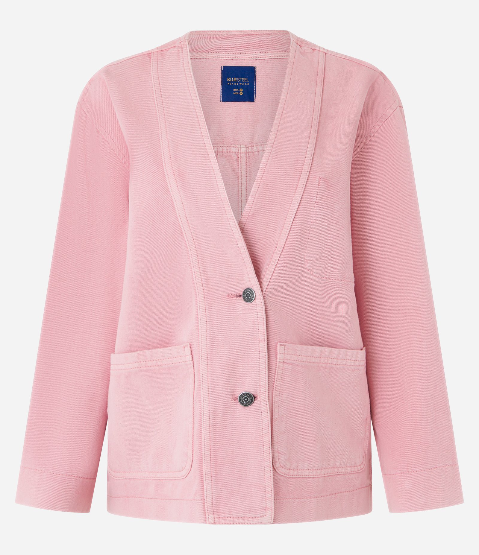 Blazer em Sarja com Abotoamento e Tingimento Cationizado Rosa 6