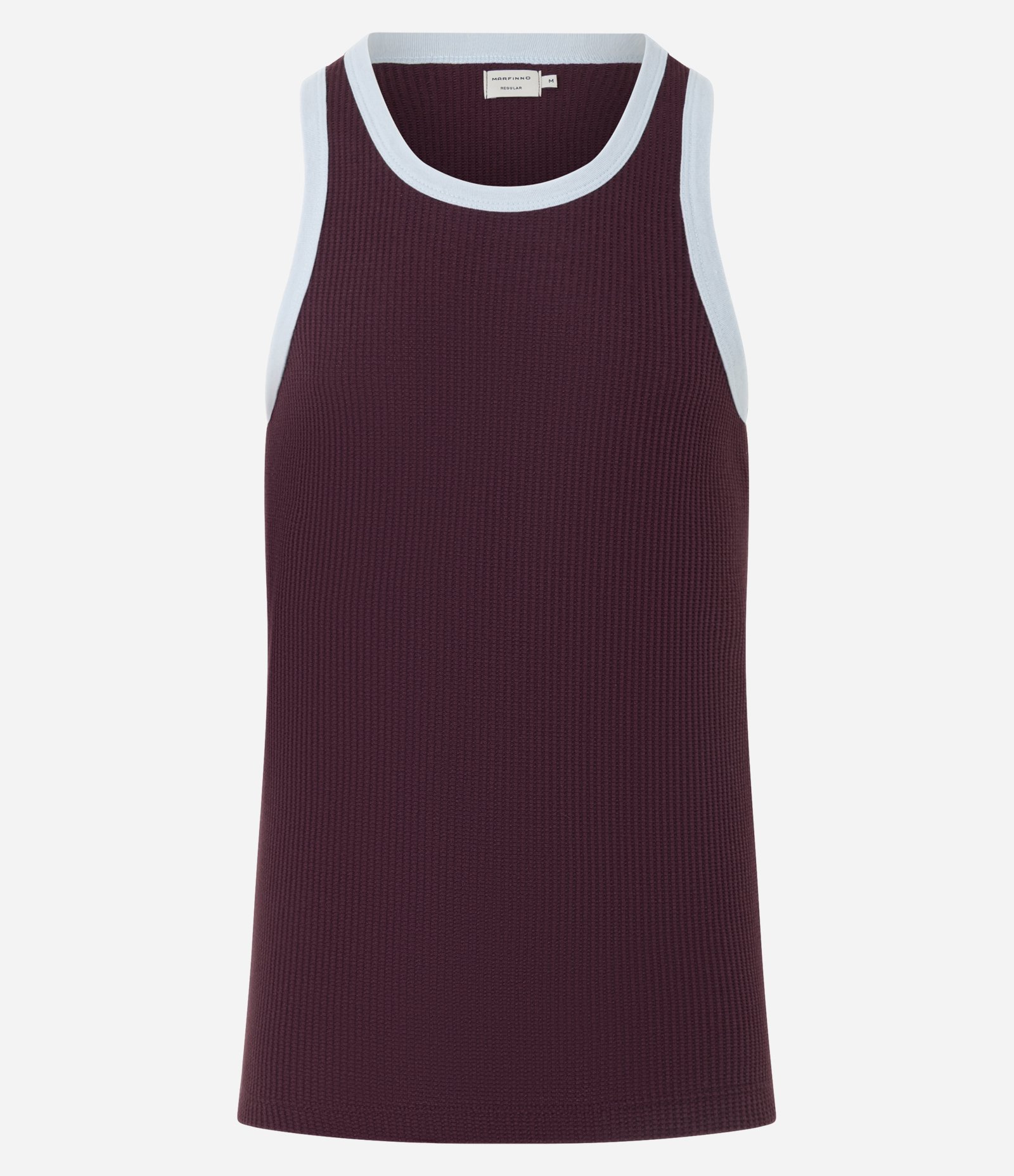 Regata Regular com Viés Contrastante e Texturizada Marrom 7