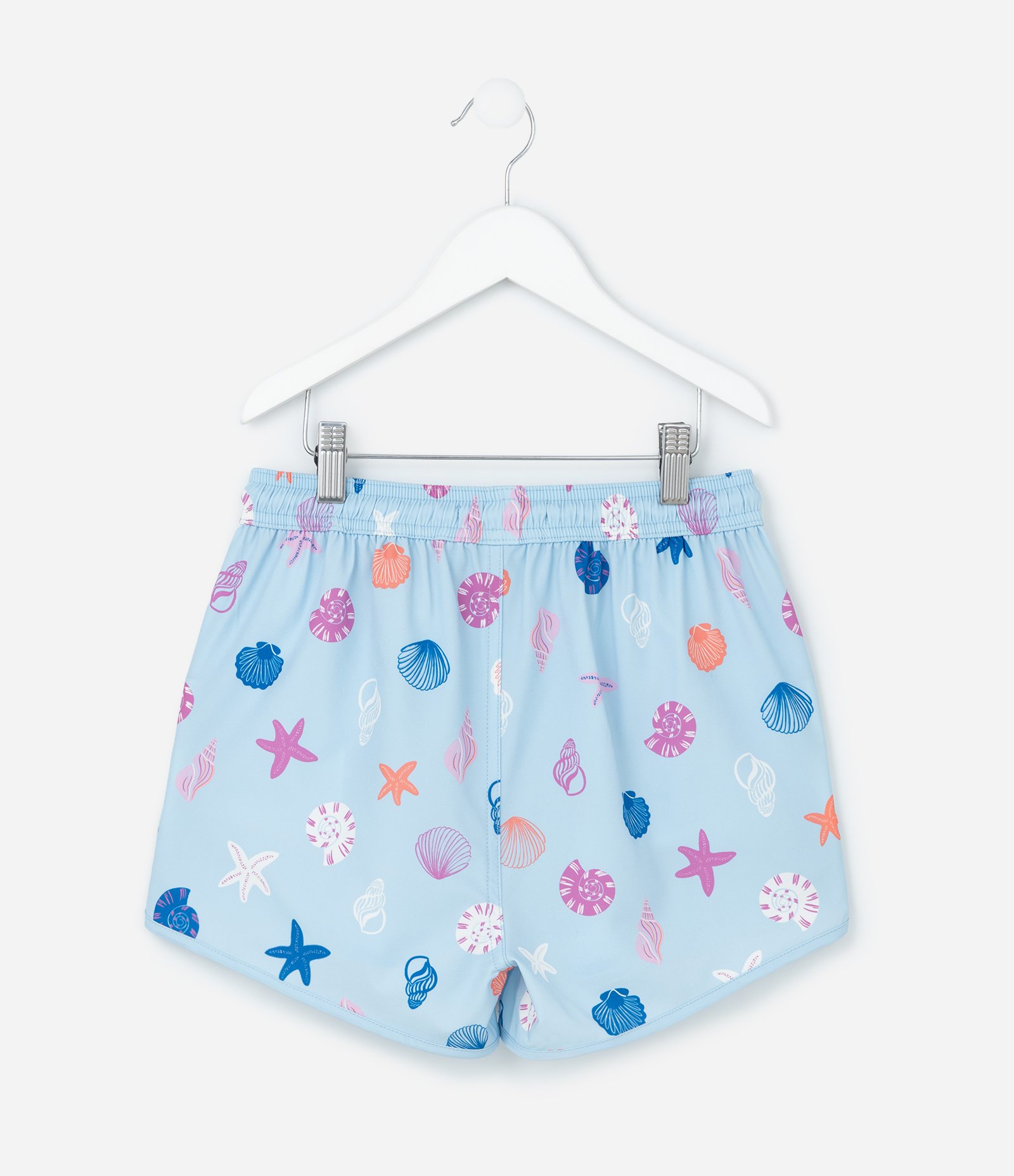 Short Infantil Runner em Microfibra Mini Ícones de Conchas - Tam 5 a 14 Anos Azul 2