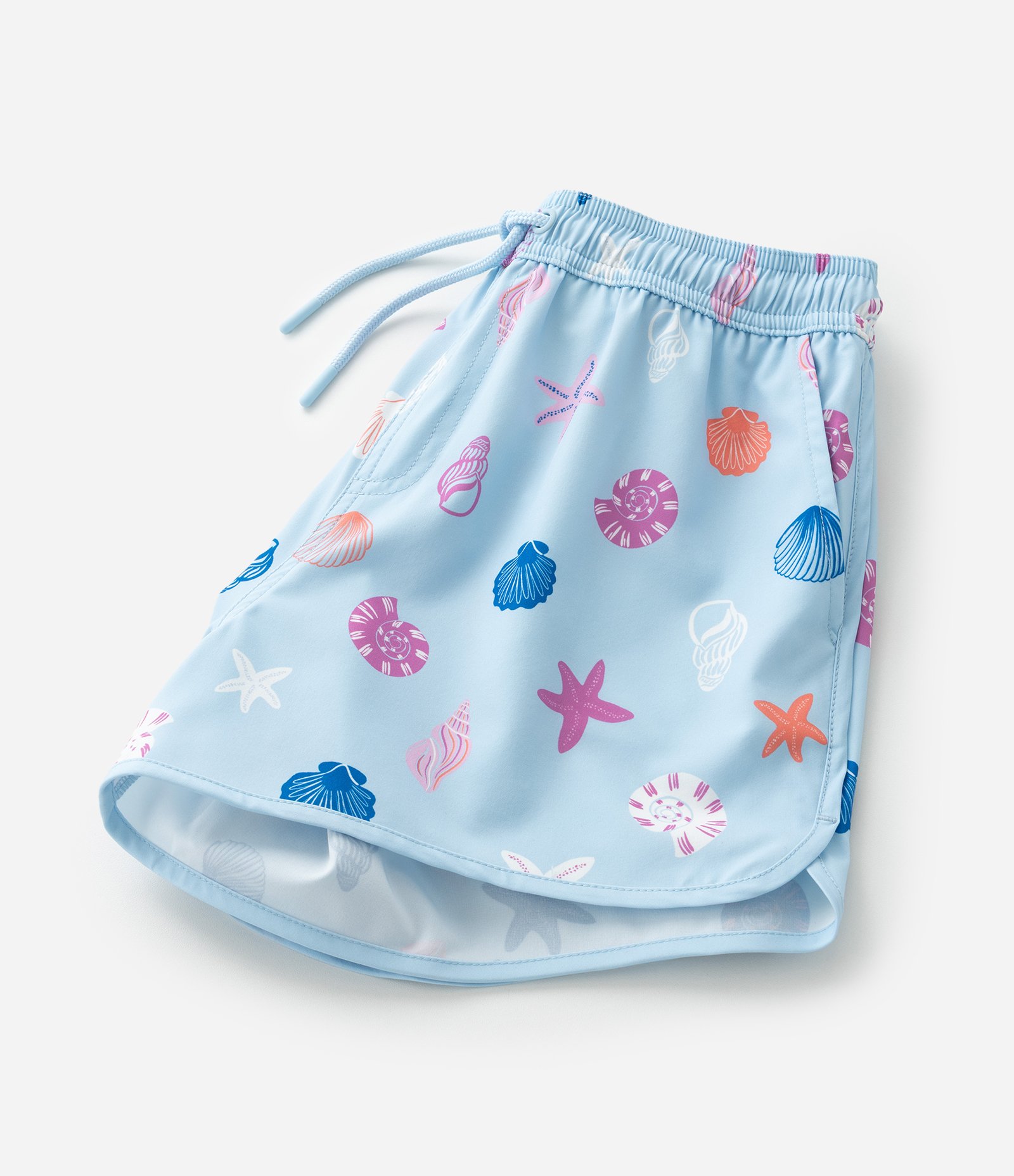 Short Infantil Runner em Microfibra Mini Ícones de Conchas - Tam 5 a 14 Anos Azul 4