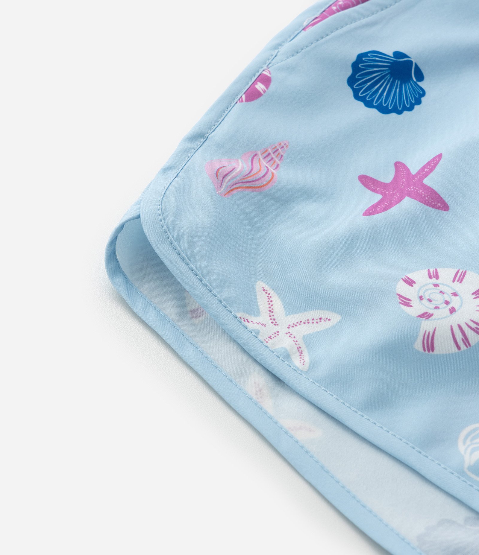 Short Infantil Runner em Microfibra Mini Ícones de Conchas - Tam 5 a 14 Anos Azul 5