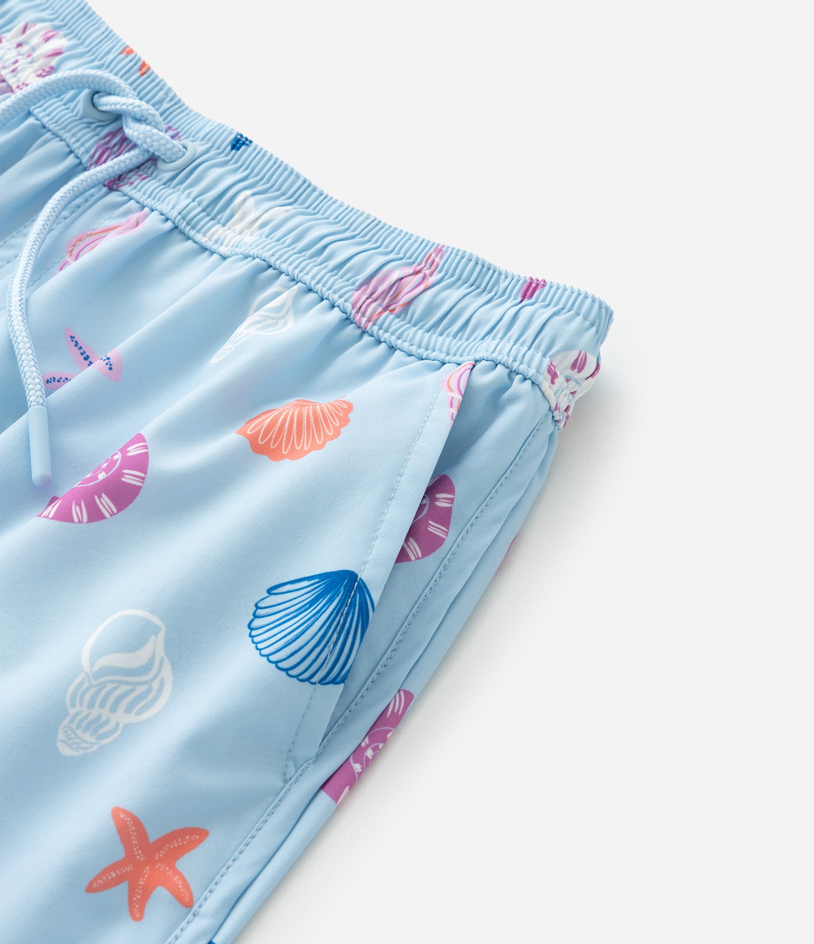 Short Infantil Runner em Microfibra Mini Ícones de Conchas - Tam 5 a 14 Anos Azul 6