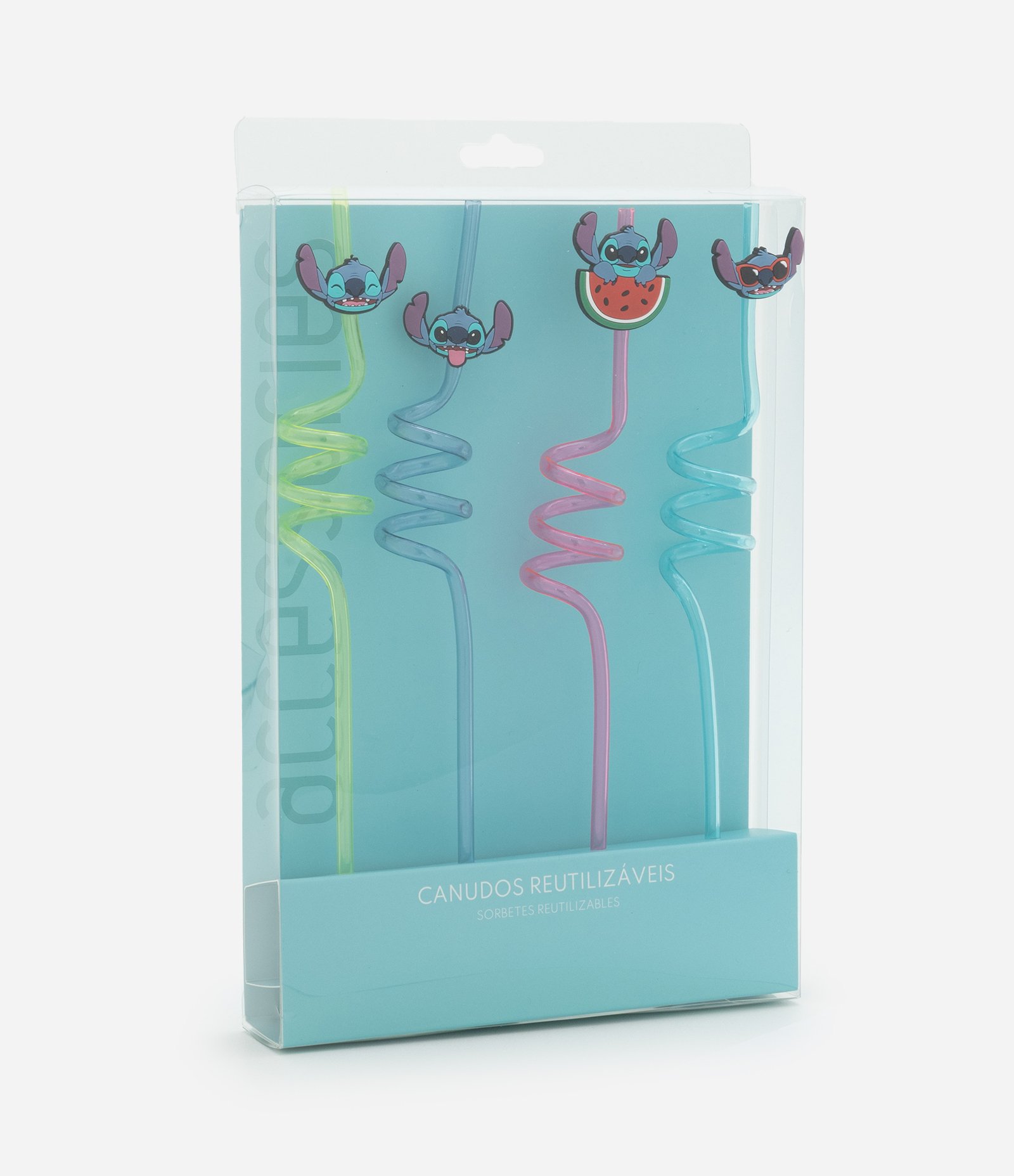 Kit 04 Canudos Reutilizáveis em Plástico Stitch Playa Multicores 2
