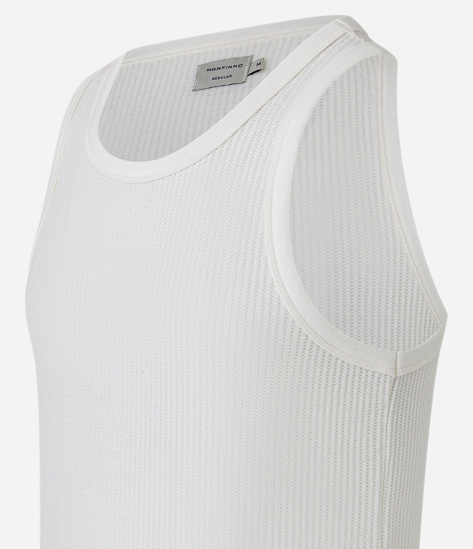 Regata Regular em Flamê com Textura Branco 6