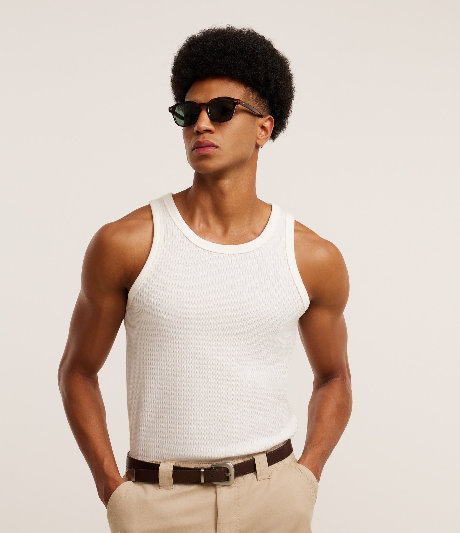 Regata Regular em Flamê com Textura Branco 1