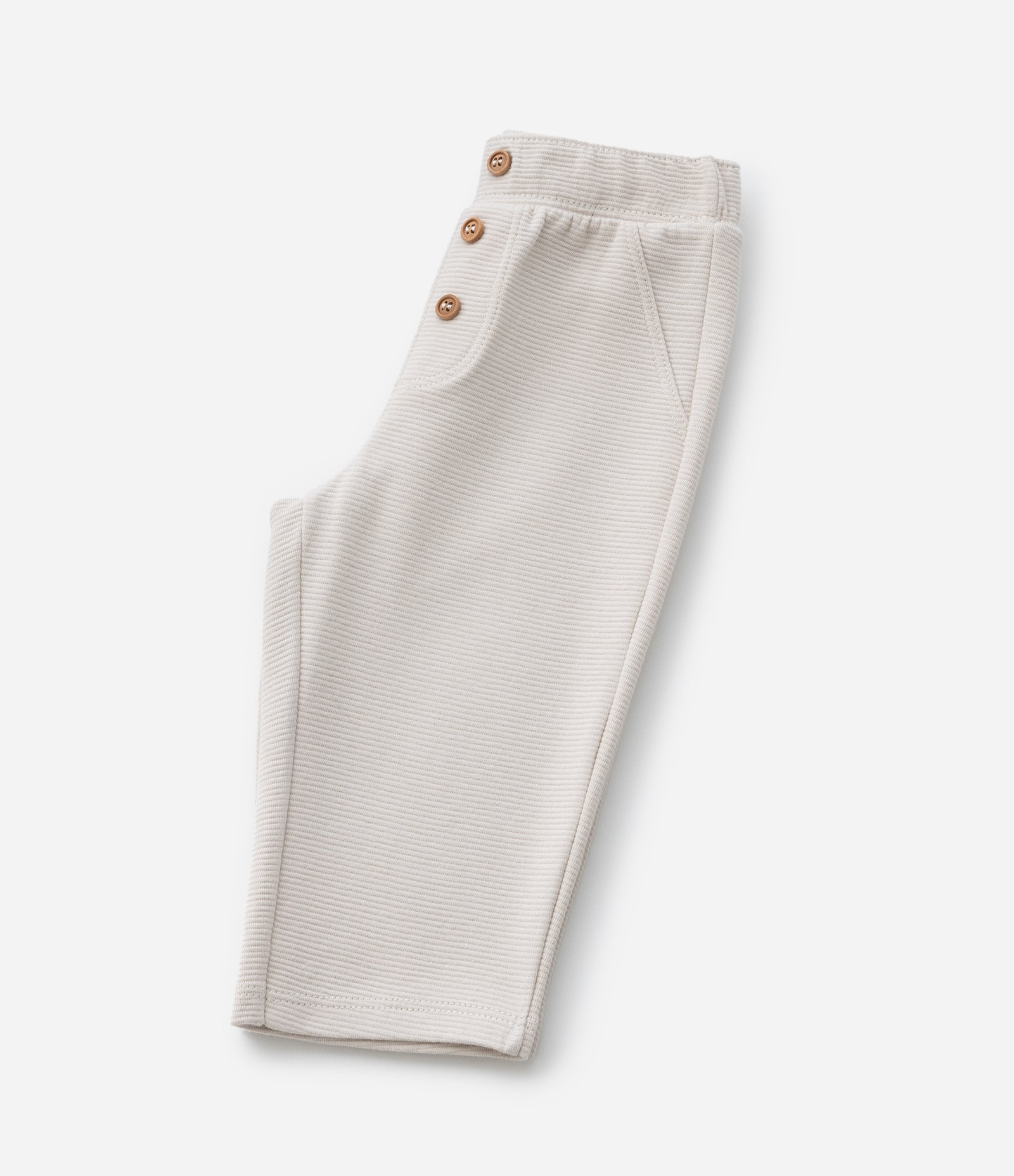 Calça infantil com Botões Texturizada - Tam 0 a 18 meses Bege 4