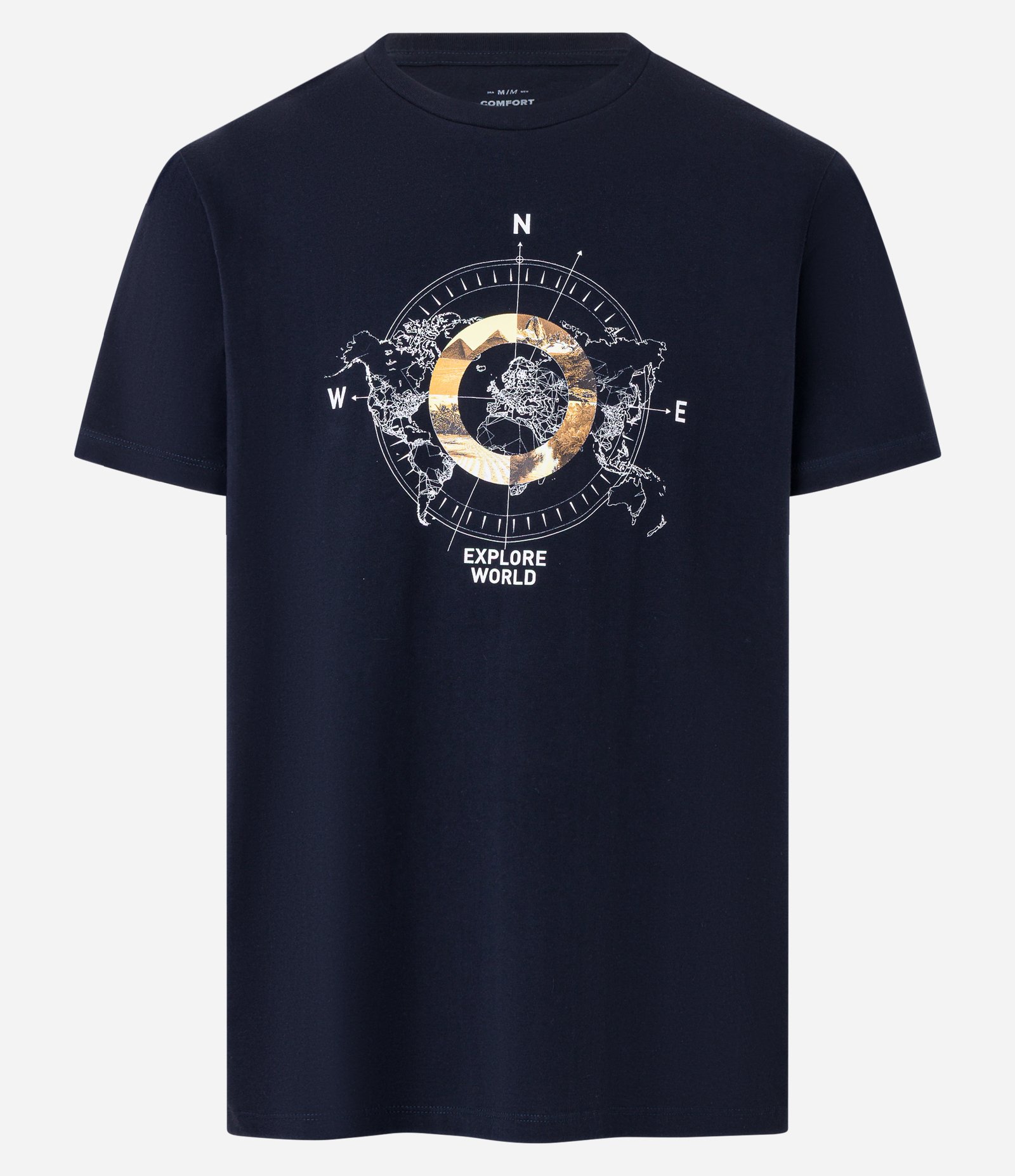 Camiseta Comfort em Algodão com Estampa de Bússola Cinza 4