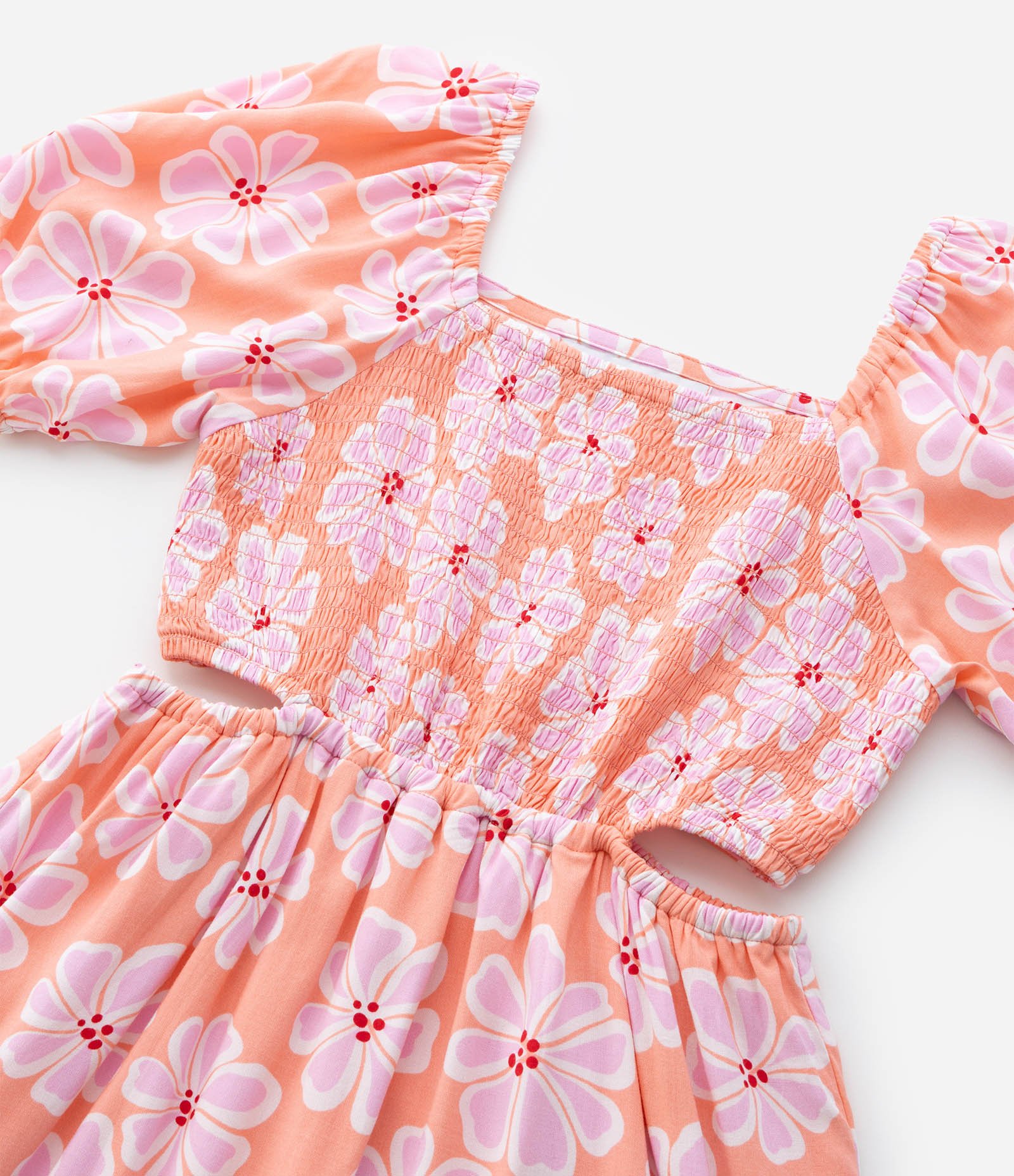 Vestido Infantil com Cut Out e Manga Bufante - Tam 5 a 14 Anos Laranja 9