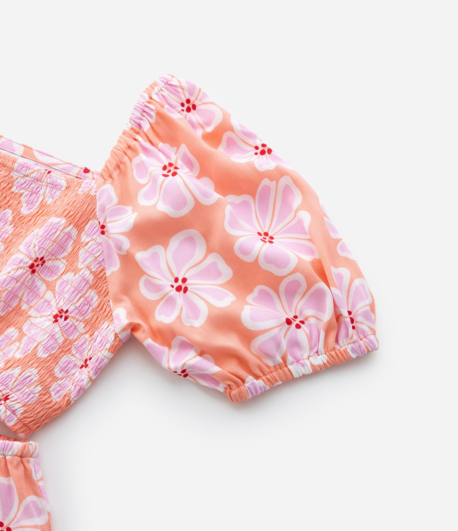 Vestido Infantil com Cut Out e Manga Bufante - Tam 5 a 14 Anos Laranja 5