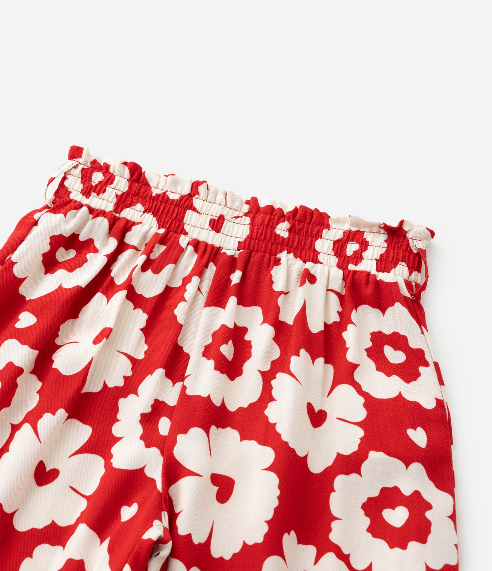 Calça Wide Leg Clochard Infantil com Estampa Floral - Tam 5 a 14 Anos Vermelho 4