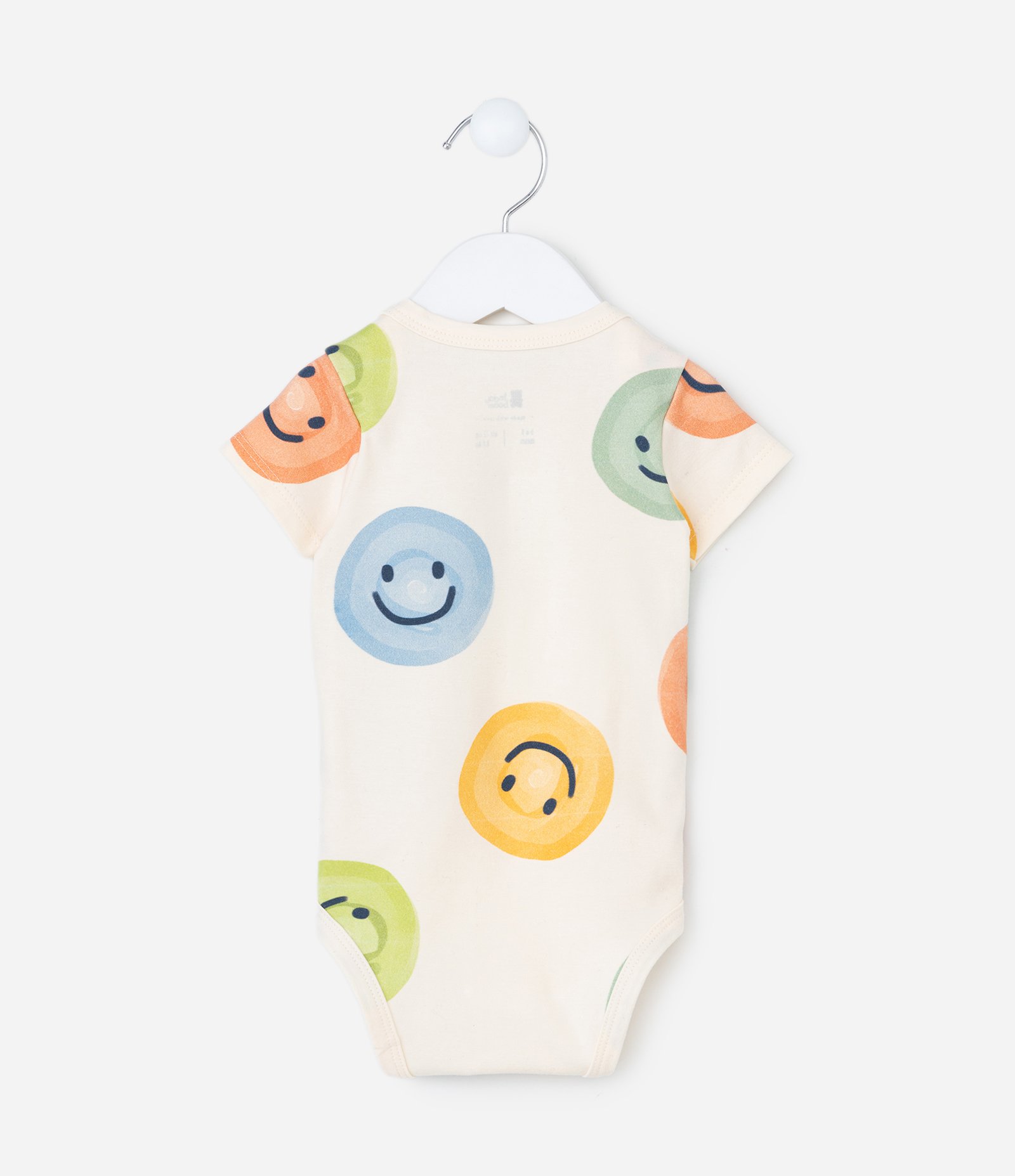 Body Infantil com Estampa Carinha Feliz - Tam 0 a 18 meses Bege 3