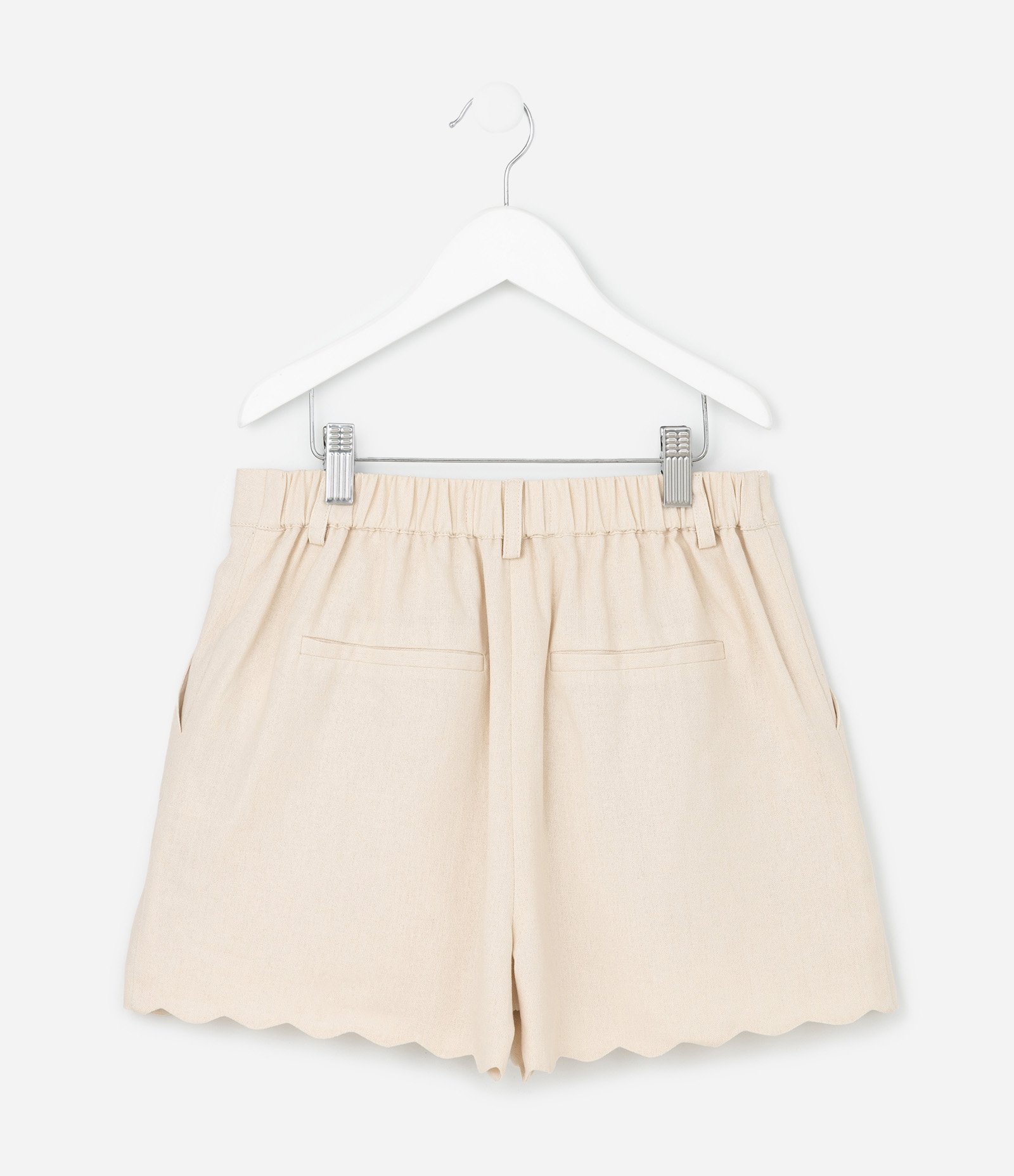 Short Alfaiatado em Viscolinho com Barra Nuvem - Tam 5 a 14 Anos Bege 2