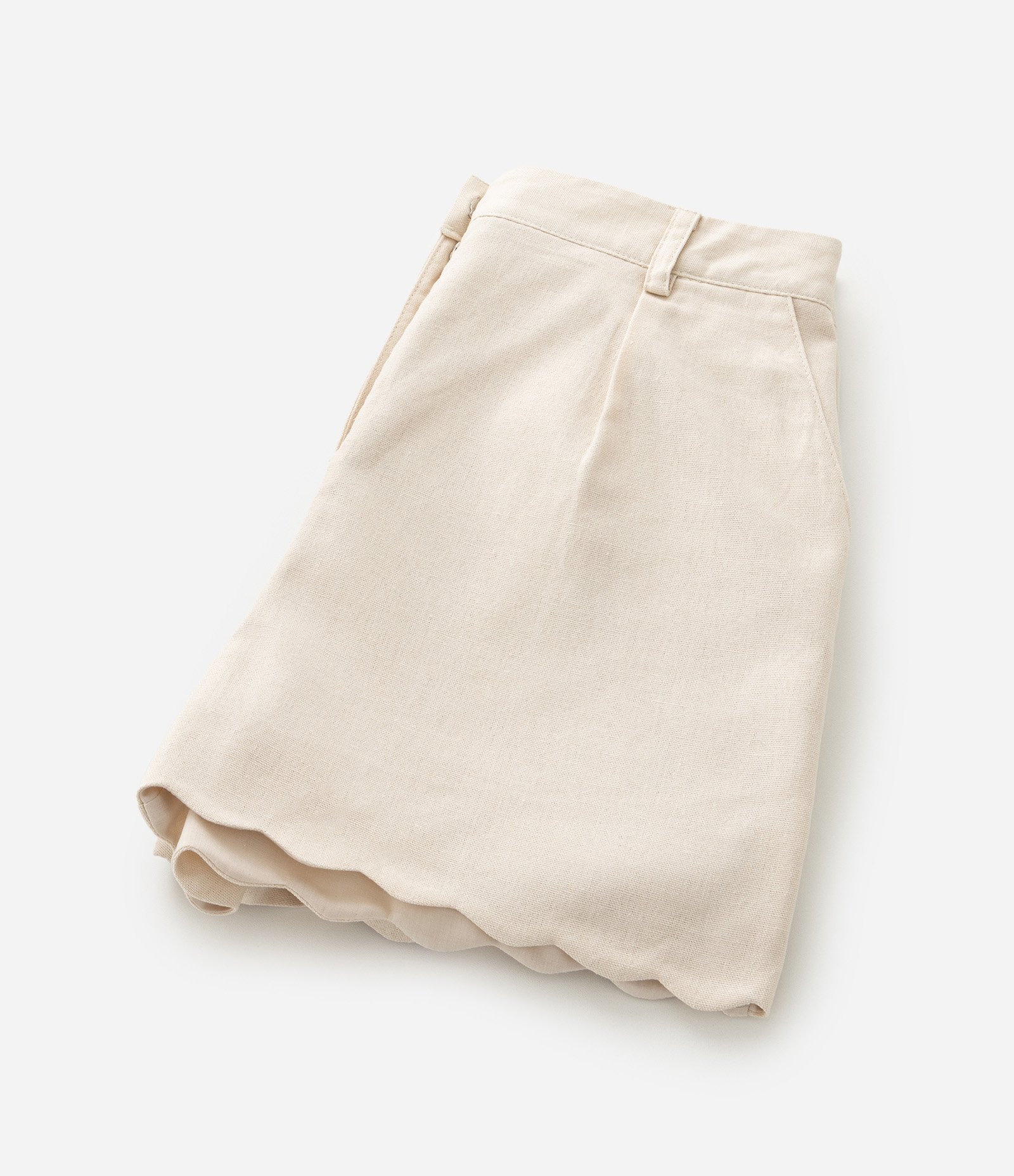 Short Alfaiatado em Viscolinho com Barra Nuvem - Tam 5 a 14 Anos Bege 4