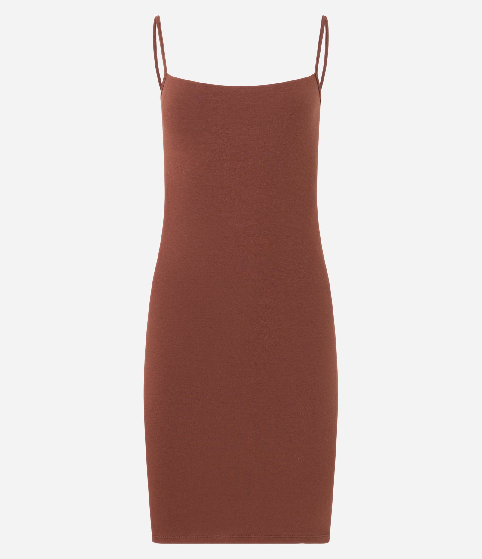 Vestido Curto em Cotton com Alças Finas Marrom 5