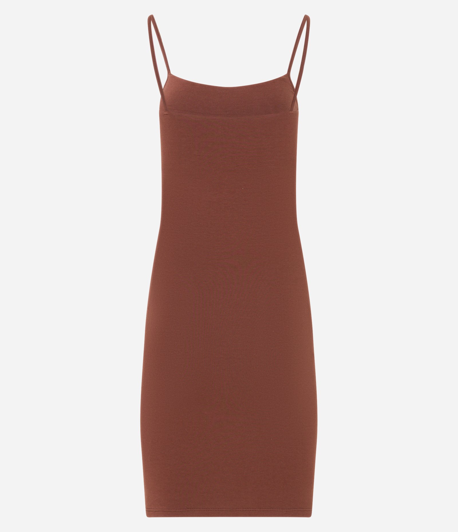 Vestido Curto em Cotton com Alças Finas Marrom 6
