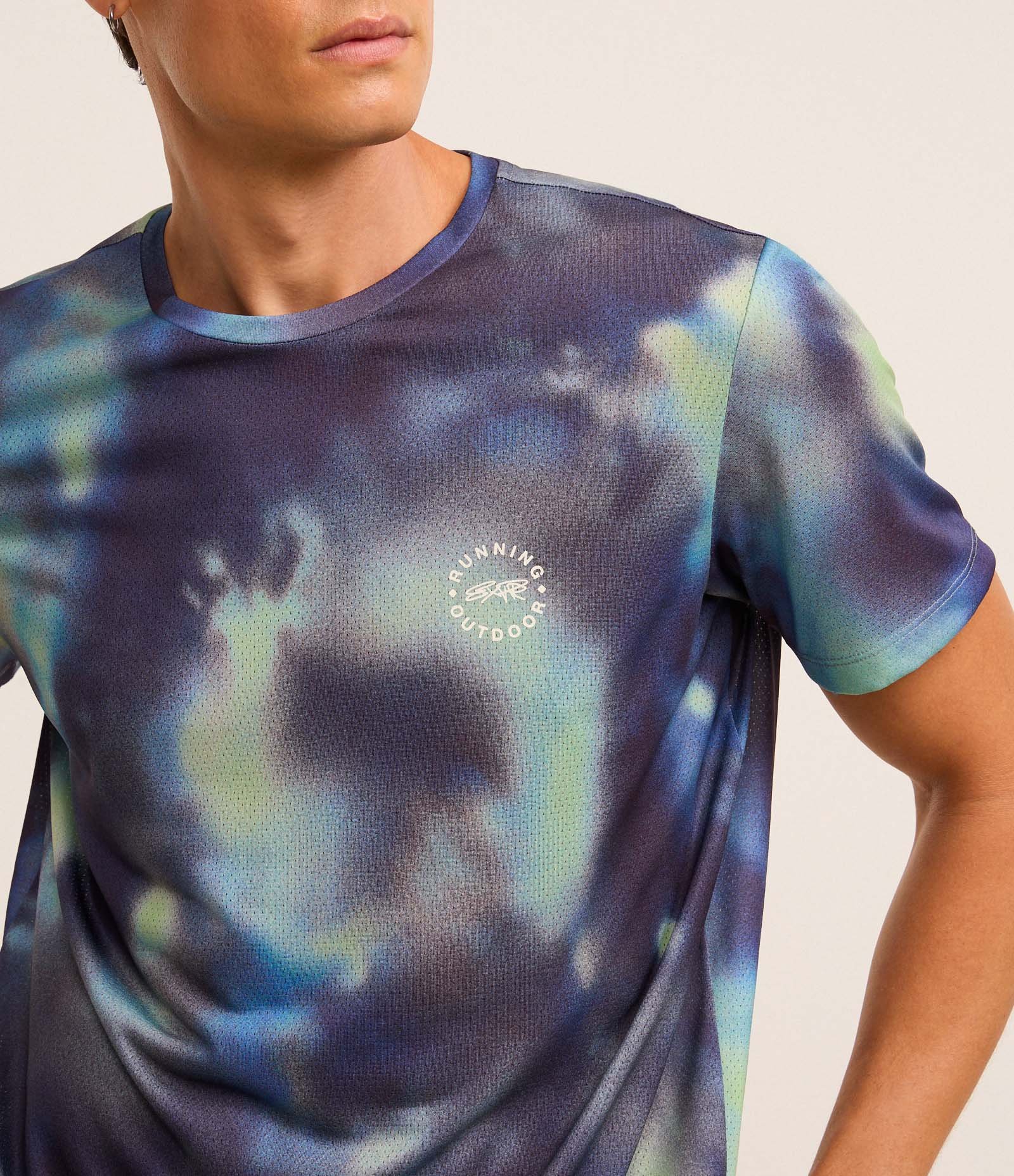 Camiseta Esportiva Corrida com Tecnologia Dry e Estampa Tie Dye Azul 4