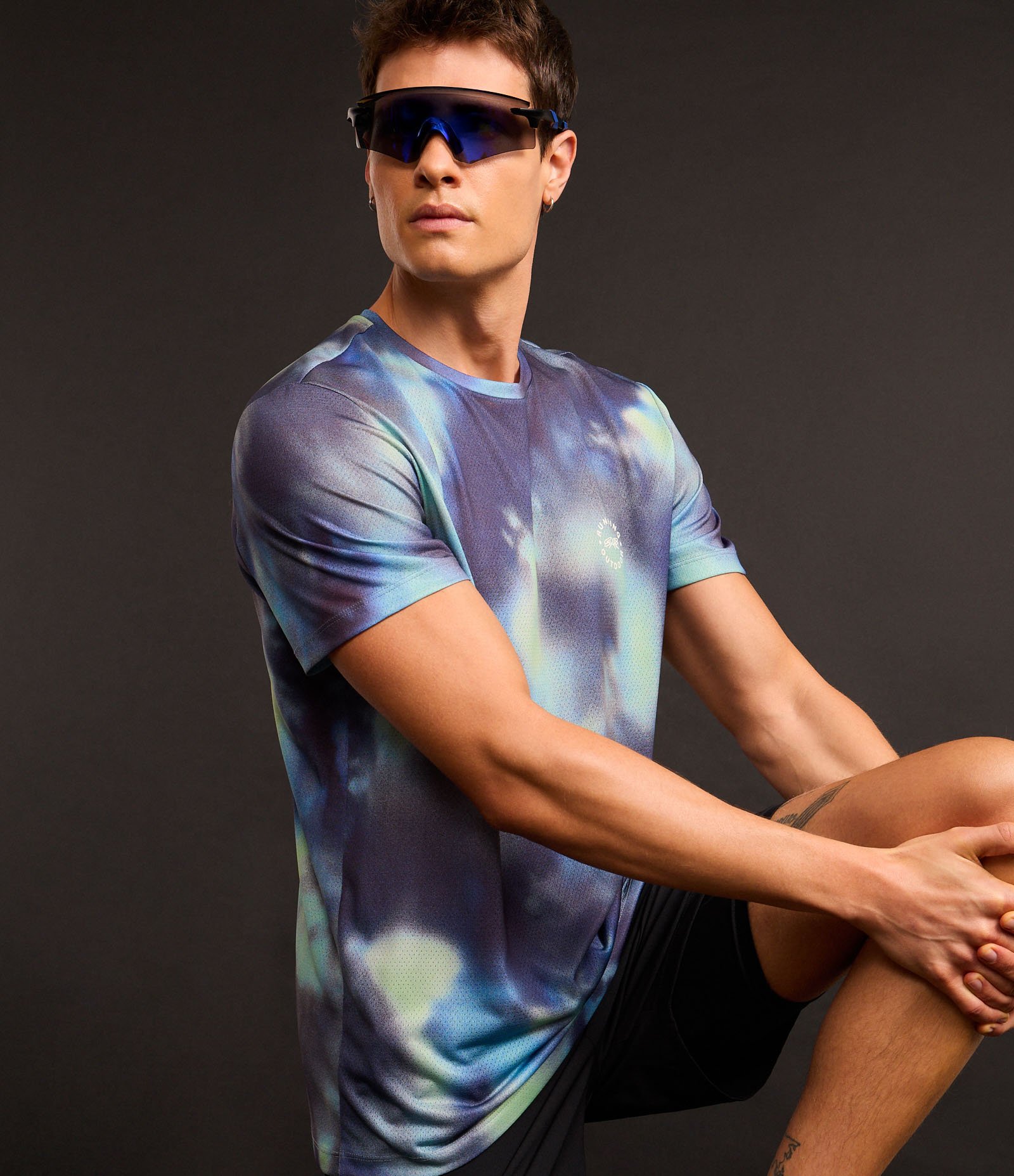 Camiseta Esportiva Corrida com Tecnologia Dry e Estampa Tie Dye Azul 7