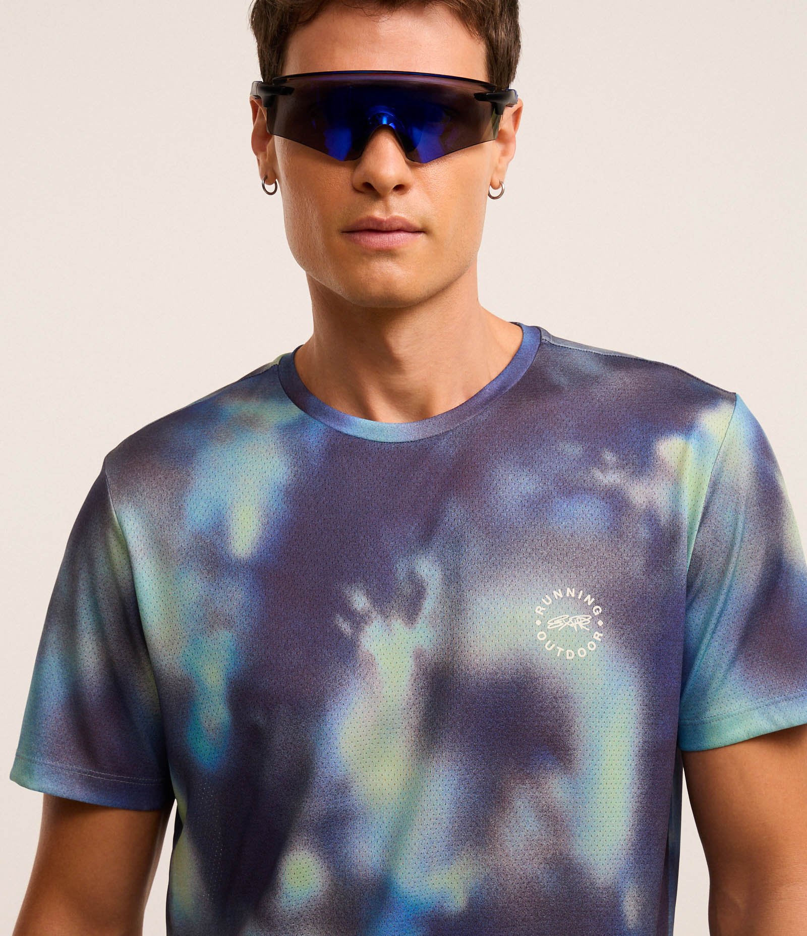 Camiseta Esportiva Corrida com Tecnologia Dry e Estampa Tie Dye Azul 8
