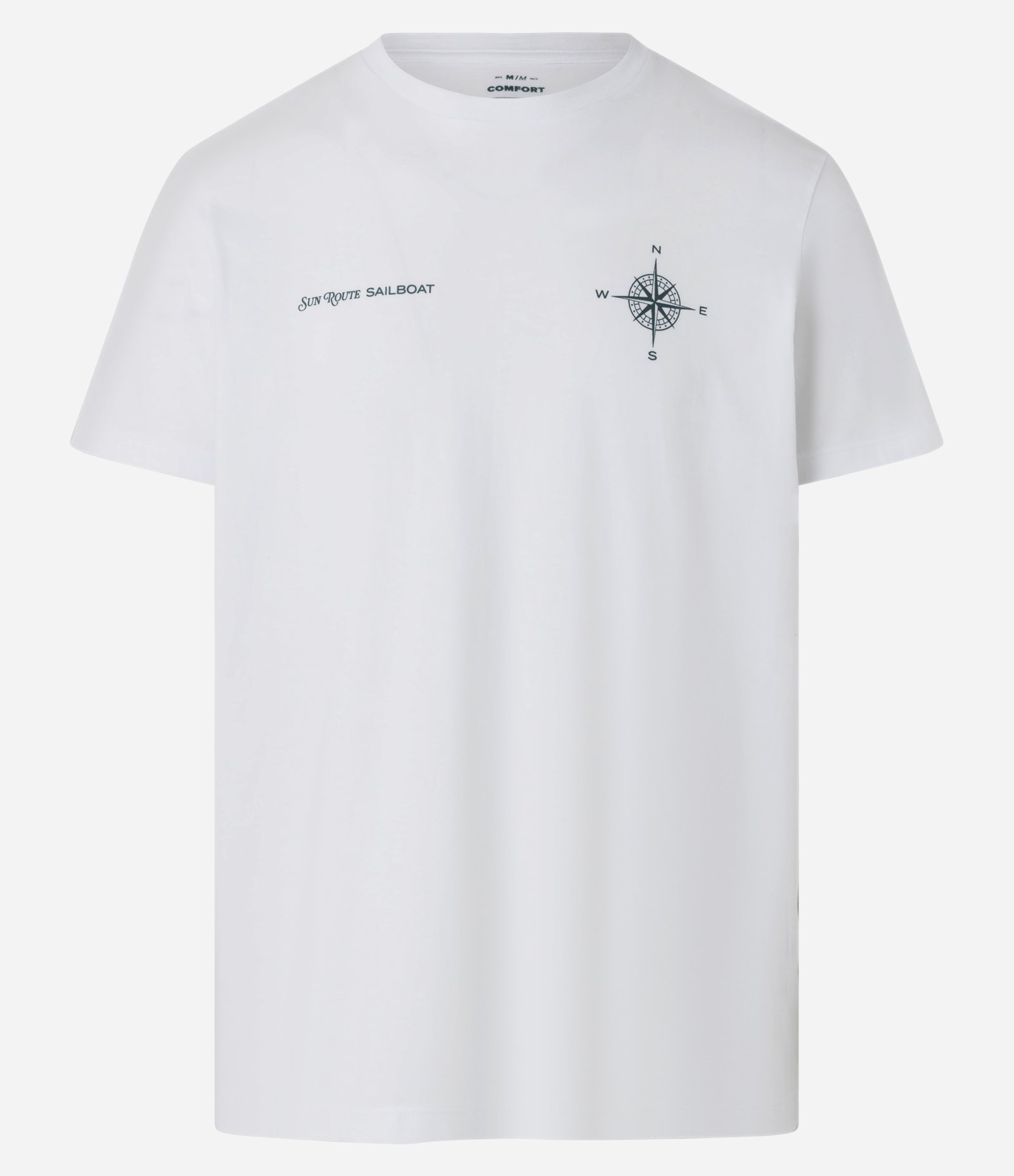 Camiseta Comfort em Algodão com Estampa de Bussola e Lettering Sun Route Sailboat Branco 5