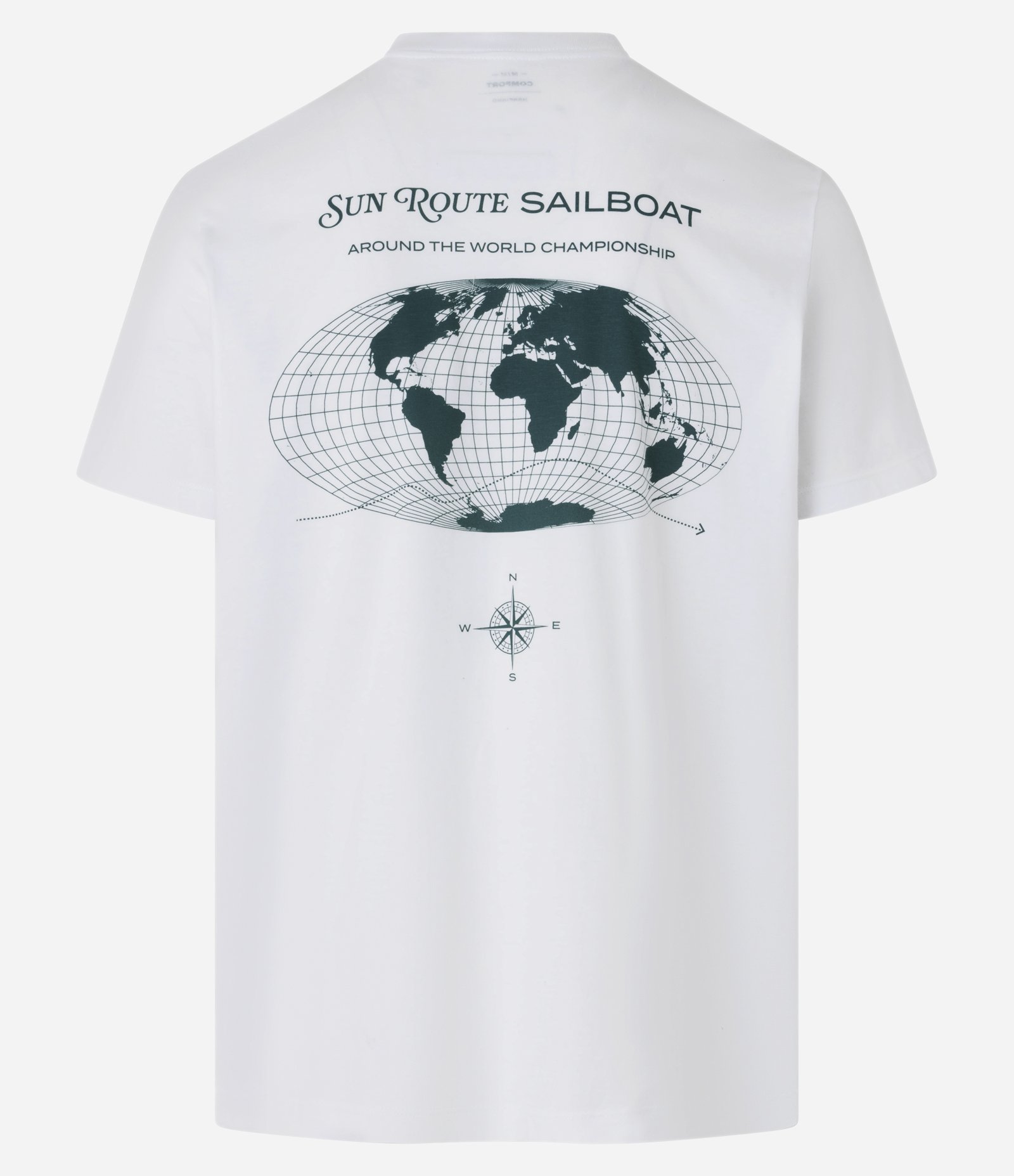 Camiseta Comfort em Algodão com Estampa de Bussola e Lettering Sun Route Sailboat Branco 6