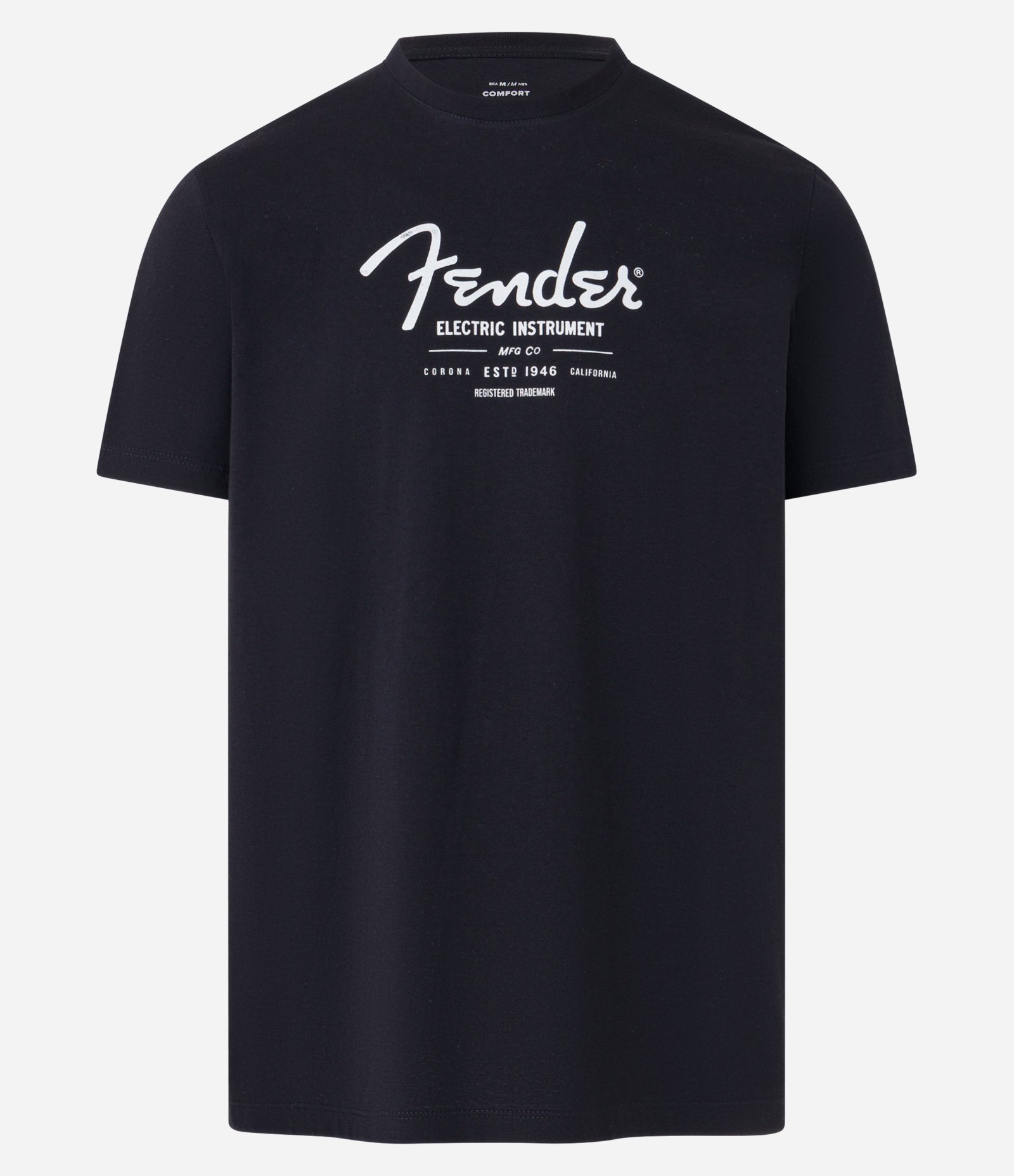 Camiseta Comfort em Algodão com Estampa Lettering Fender & Electric Preto 1