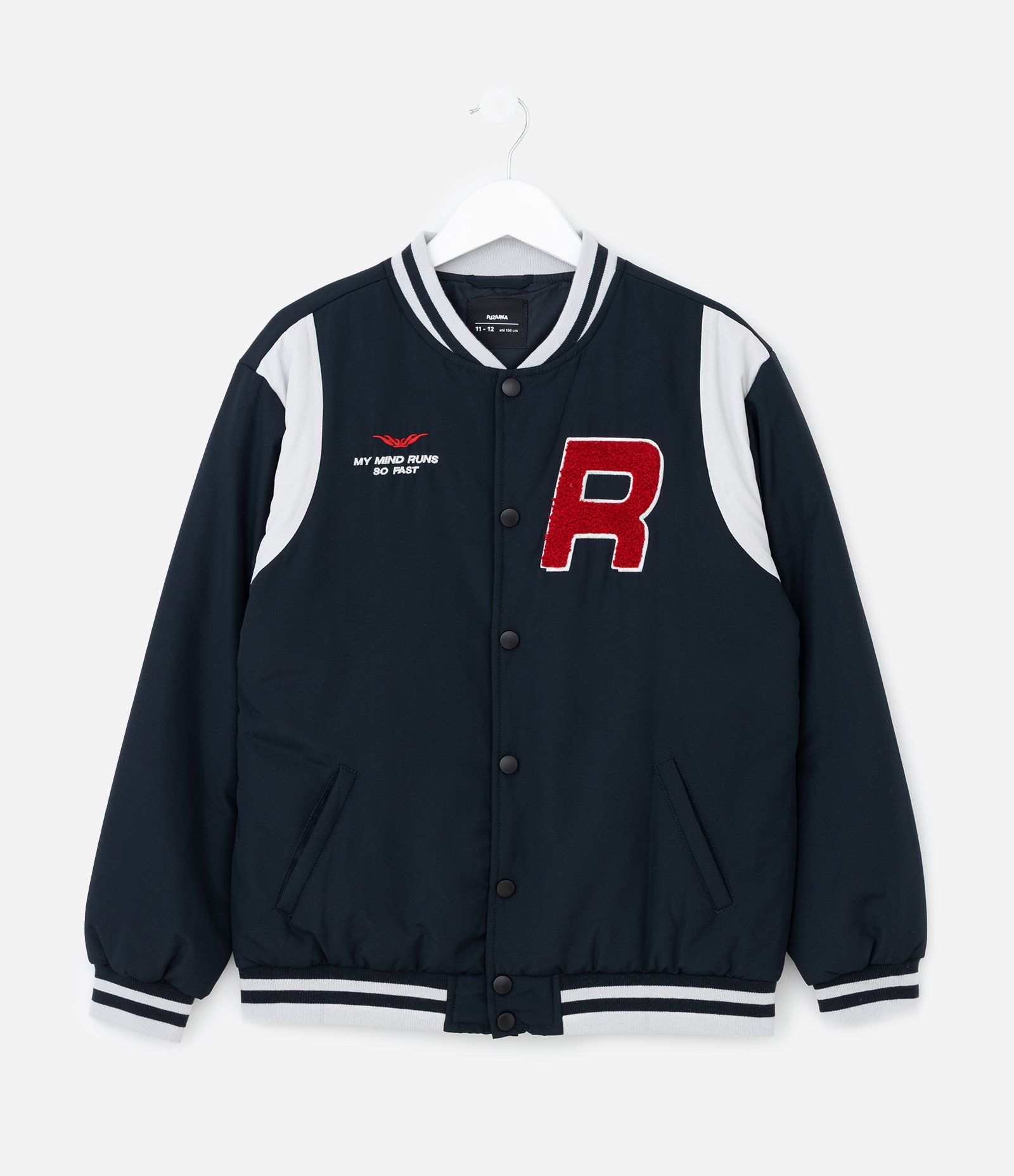 Jaqueta Bomber Infantil com Recortes Contrastante - Tam 5 a 14 Anos Preto 1