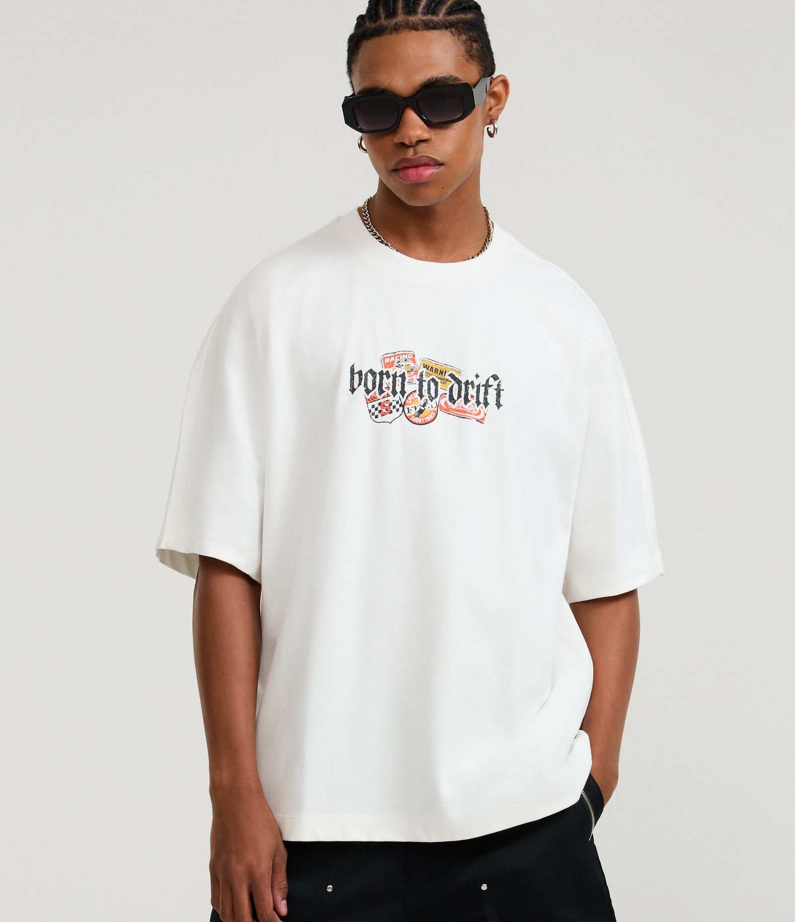 Camiseta Oversized em Algodão com Estampa Frente e Costas Adrenaline Branco 1