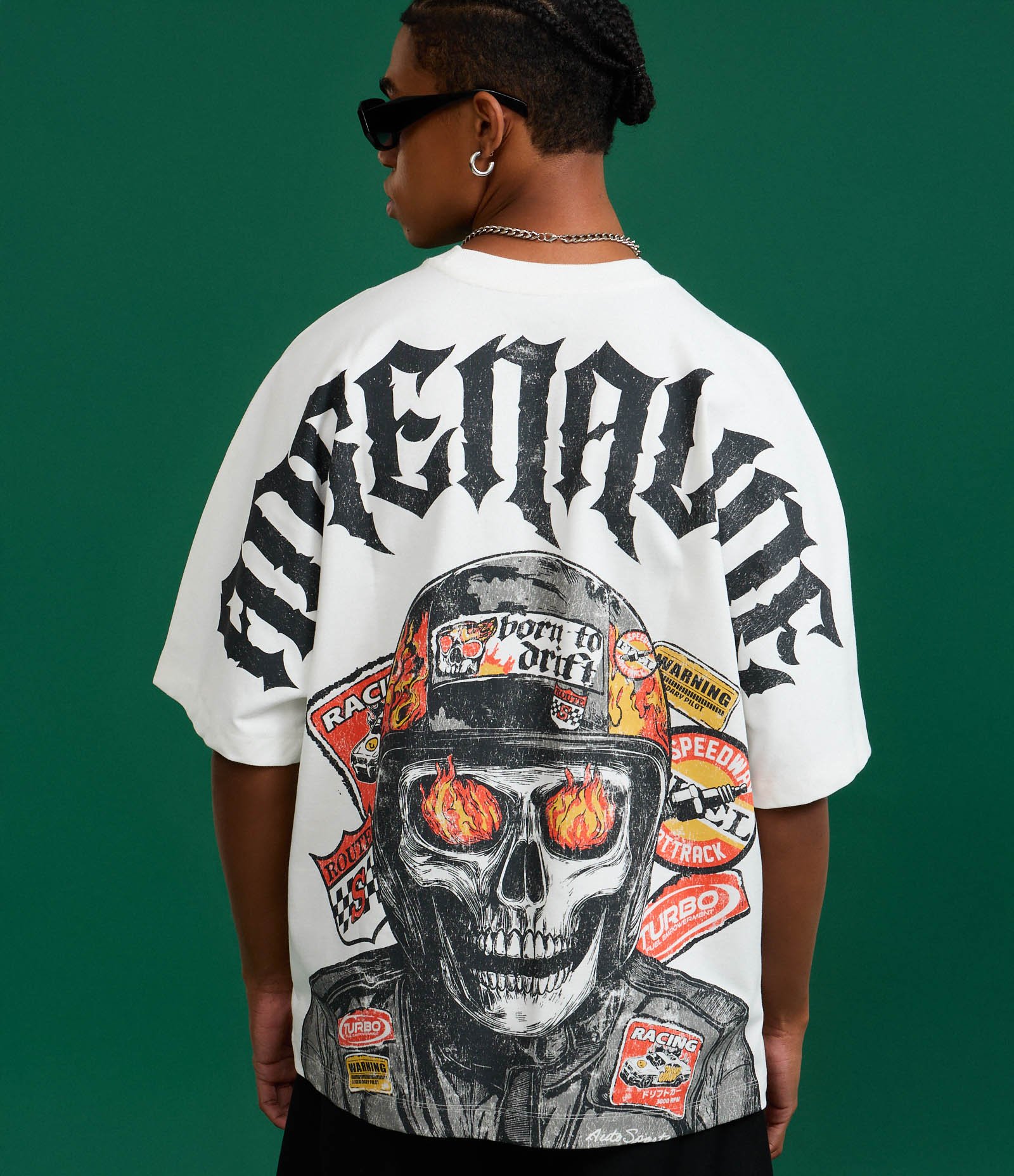 Camiseta Oversized em Algodão com Estampa Frente e Costas Adrenaline Branco 3