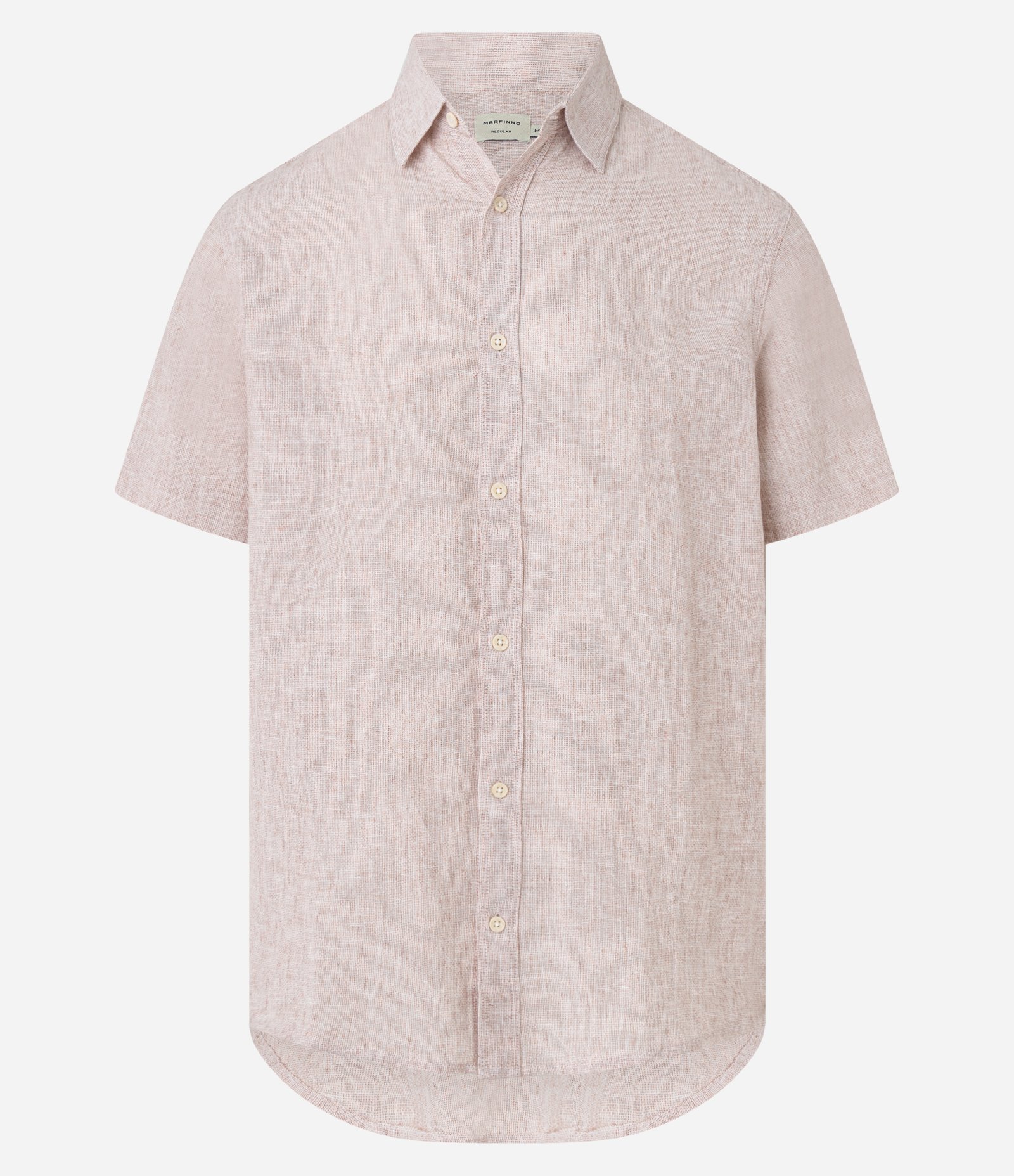 Camisa Regular em Linho com Abotoamento Rosa 5