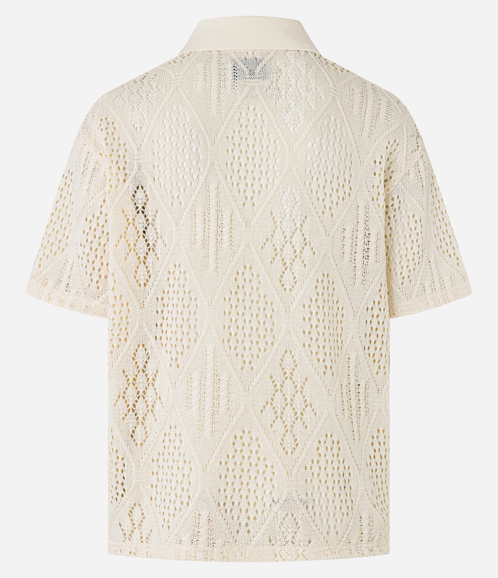 Camisa Polo em Tricô com Textura Ponto Aberto Branco 10