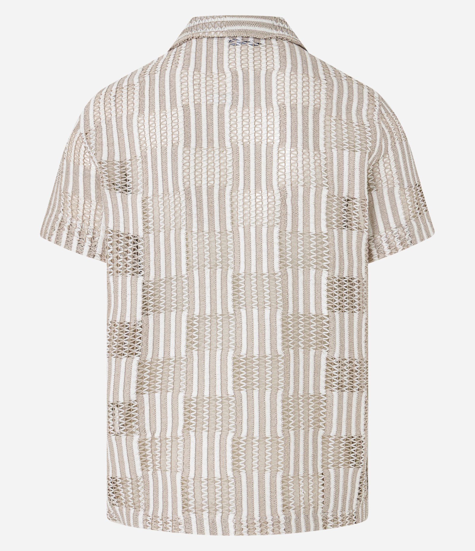 Camisa Regular em Renda Bicolor Texturizada Bege 8