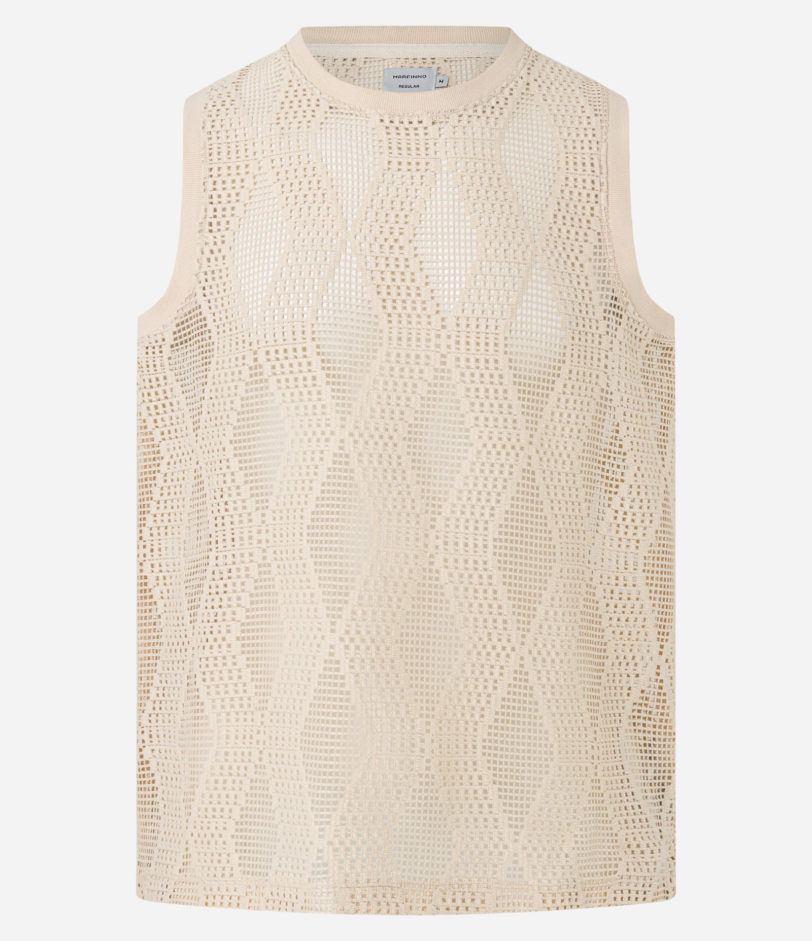 Regata Regular em Jacquard Telada com Textura Quadriculada Bege 7