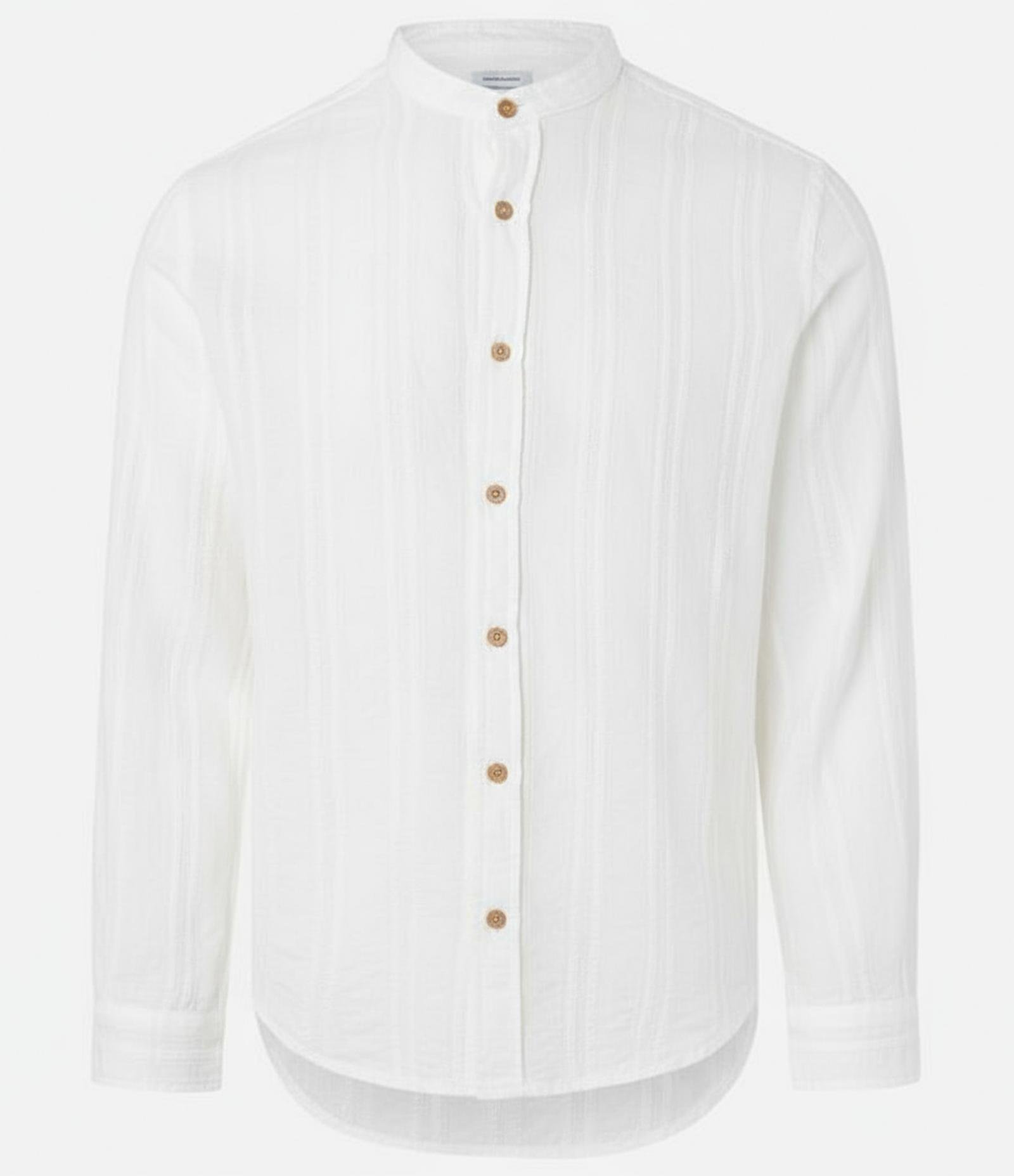 Camisa em Algodão com Textura e Gola Padre Branco 2