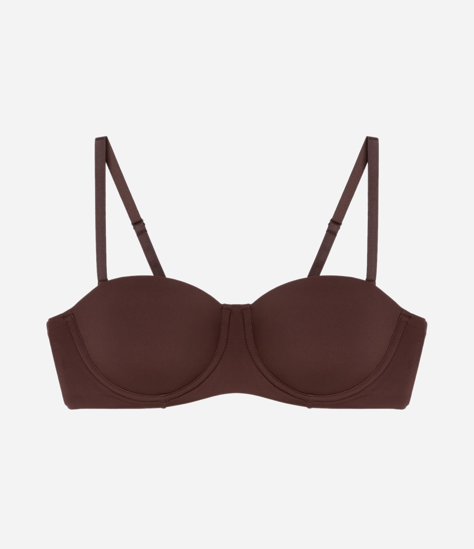 Sutiã Sem Alça em Microfibra com Bojo Oco Estruturado Marrom 6
