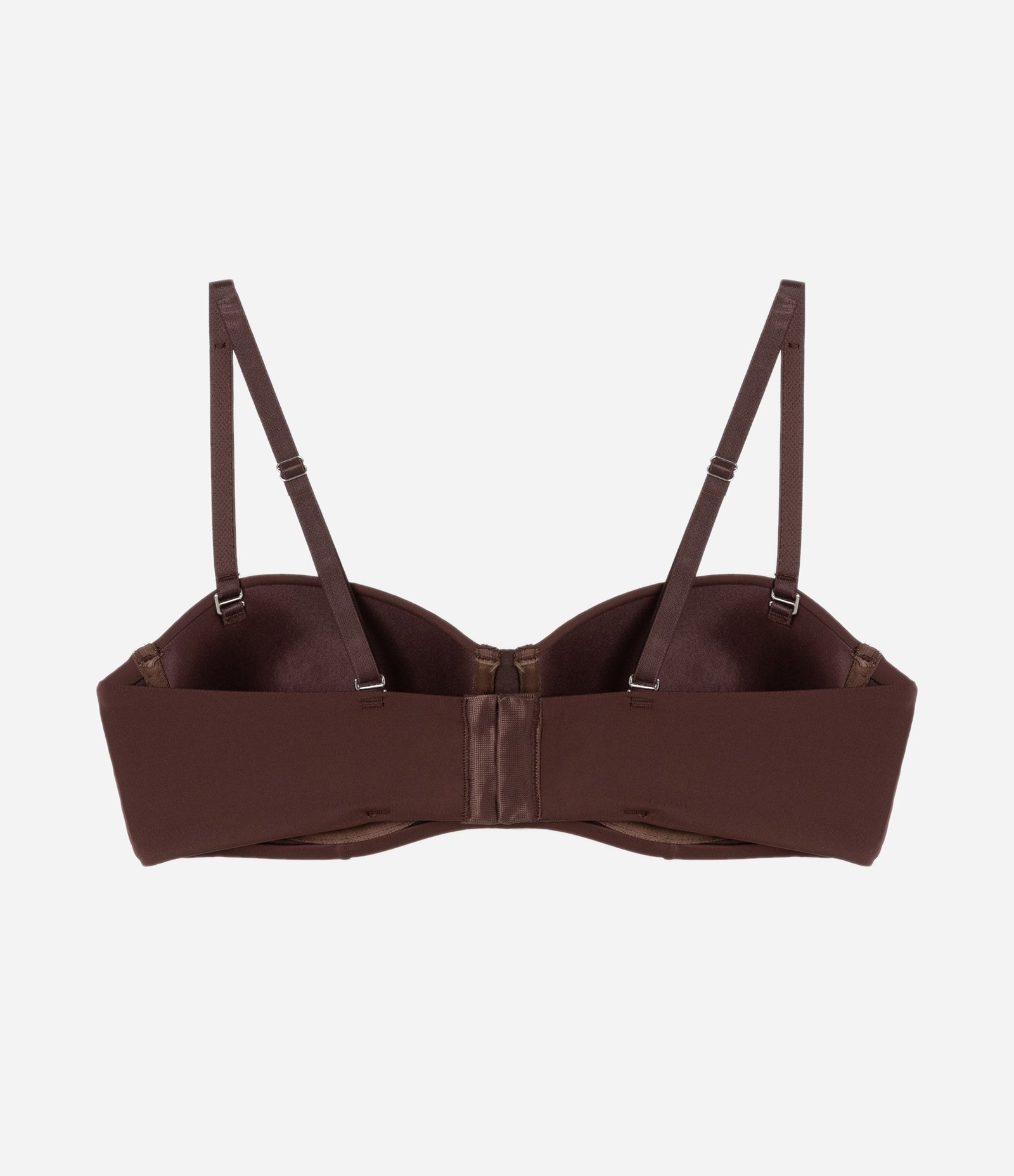 Sutiã Sem Alça em Microfibra com Bojo Oco Estruturado Marrom 7