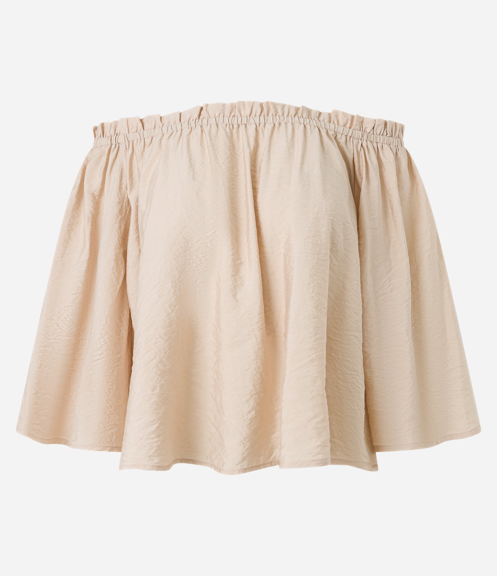Blusa Ombro a Ombro em Voal com Manga Ampla Bege 5