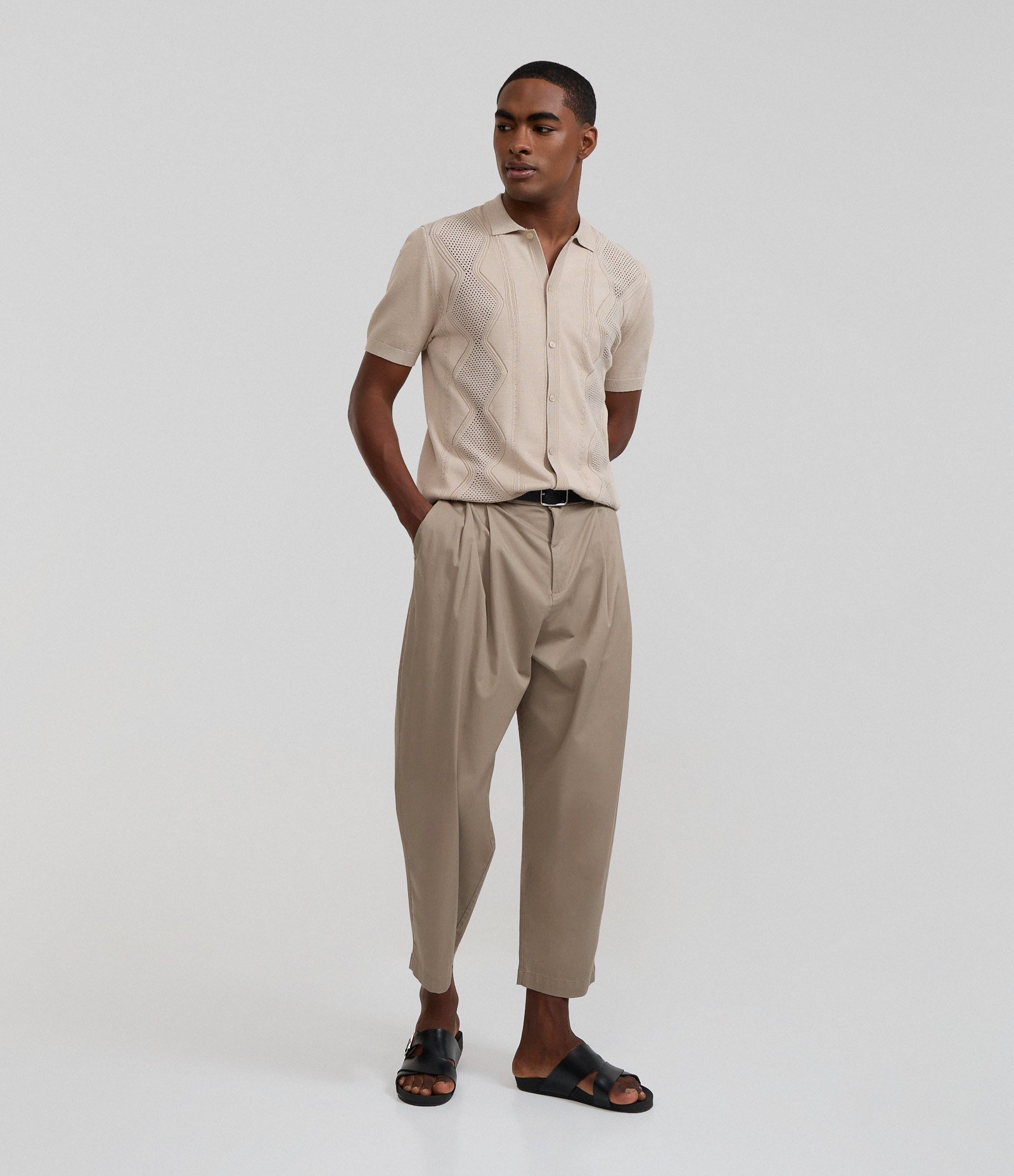 Camisa em Viscose com Texturizado Argyle Cinza 2