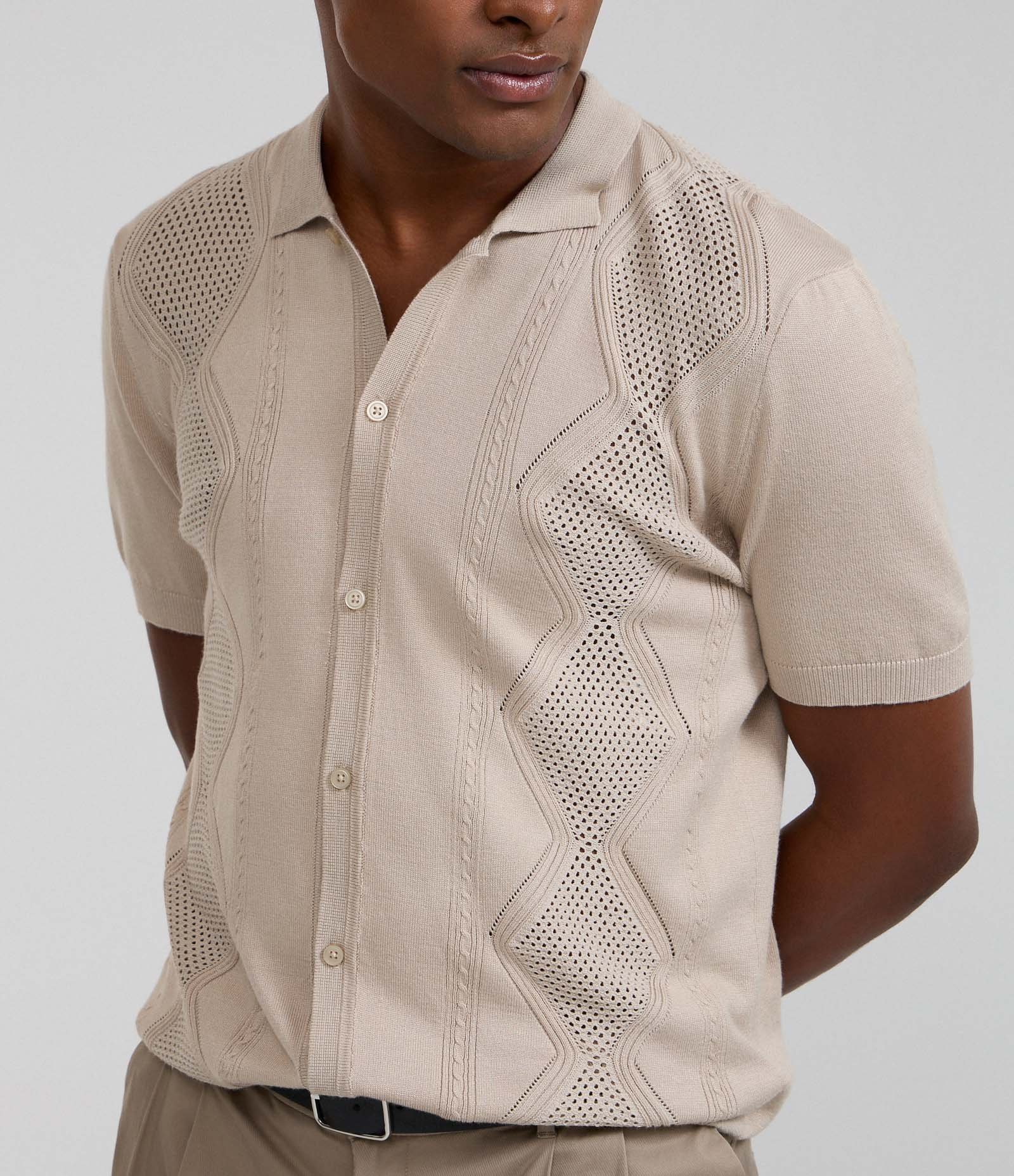 Camisa em Viscose com Texturizado Argyle Cinza 3