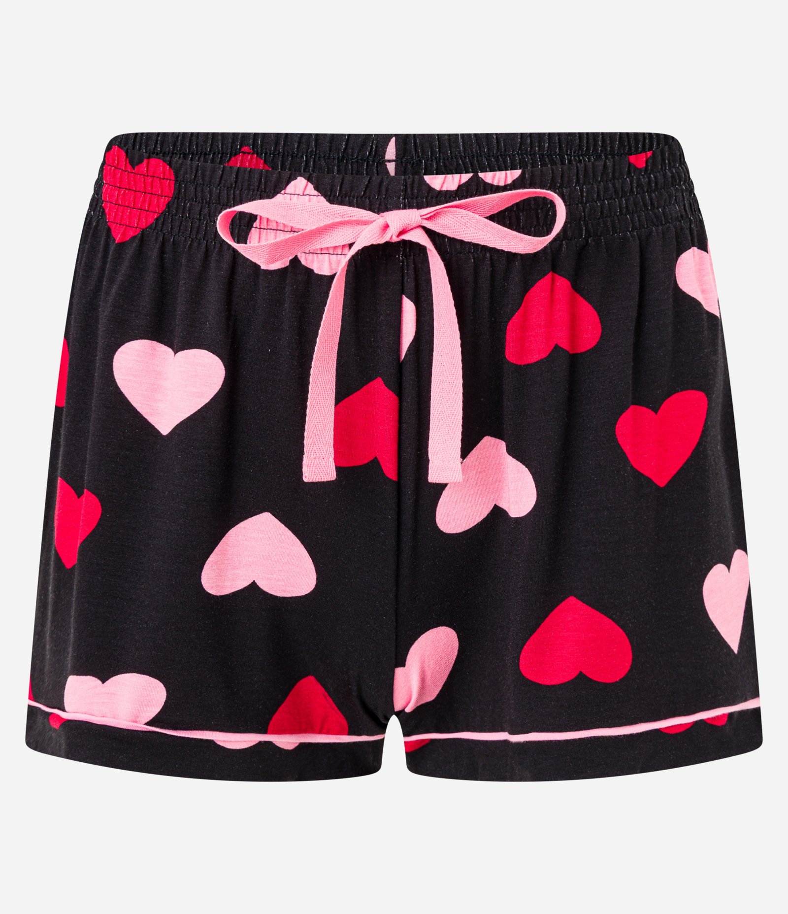 Pijama Americano Short Doll em Viscose com Estampa de Corações Preto 6